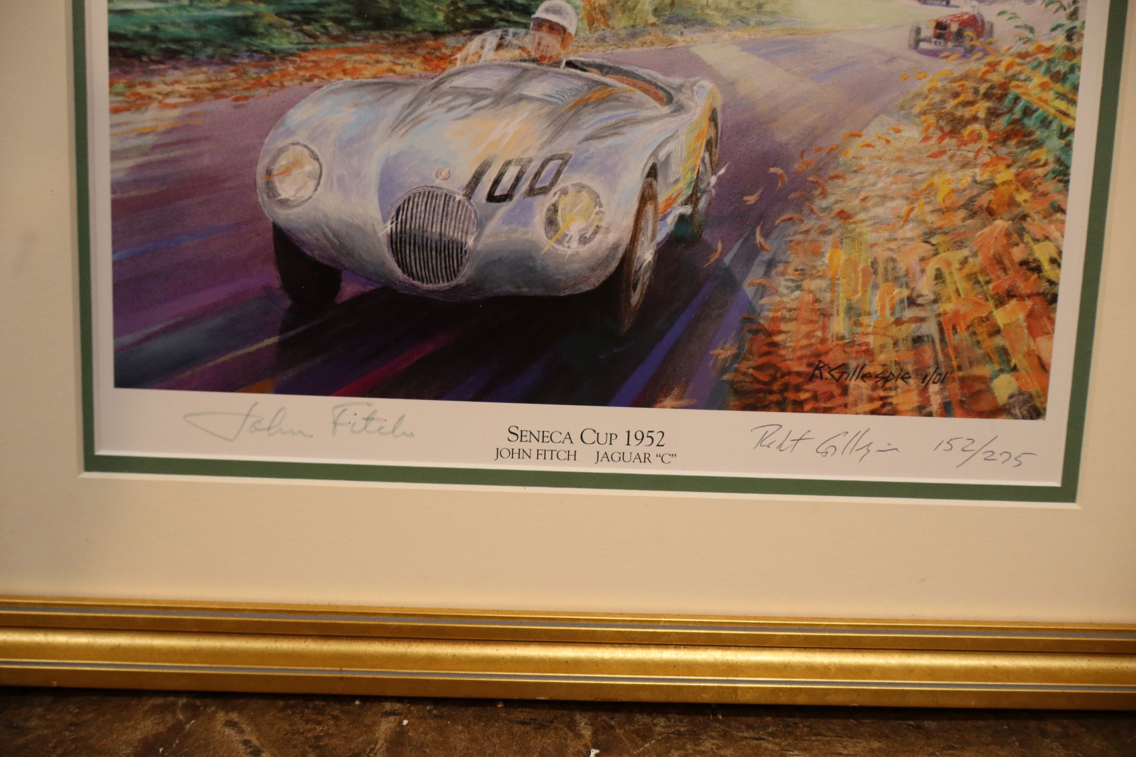 John Fitch Signed Jaguar C Seneca Cup Racing Print