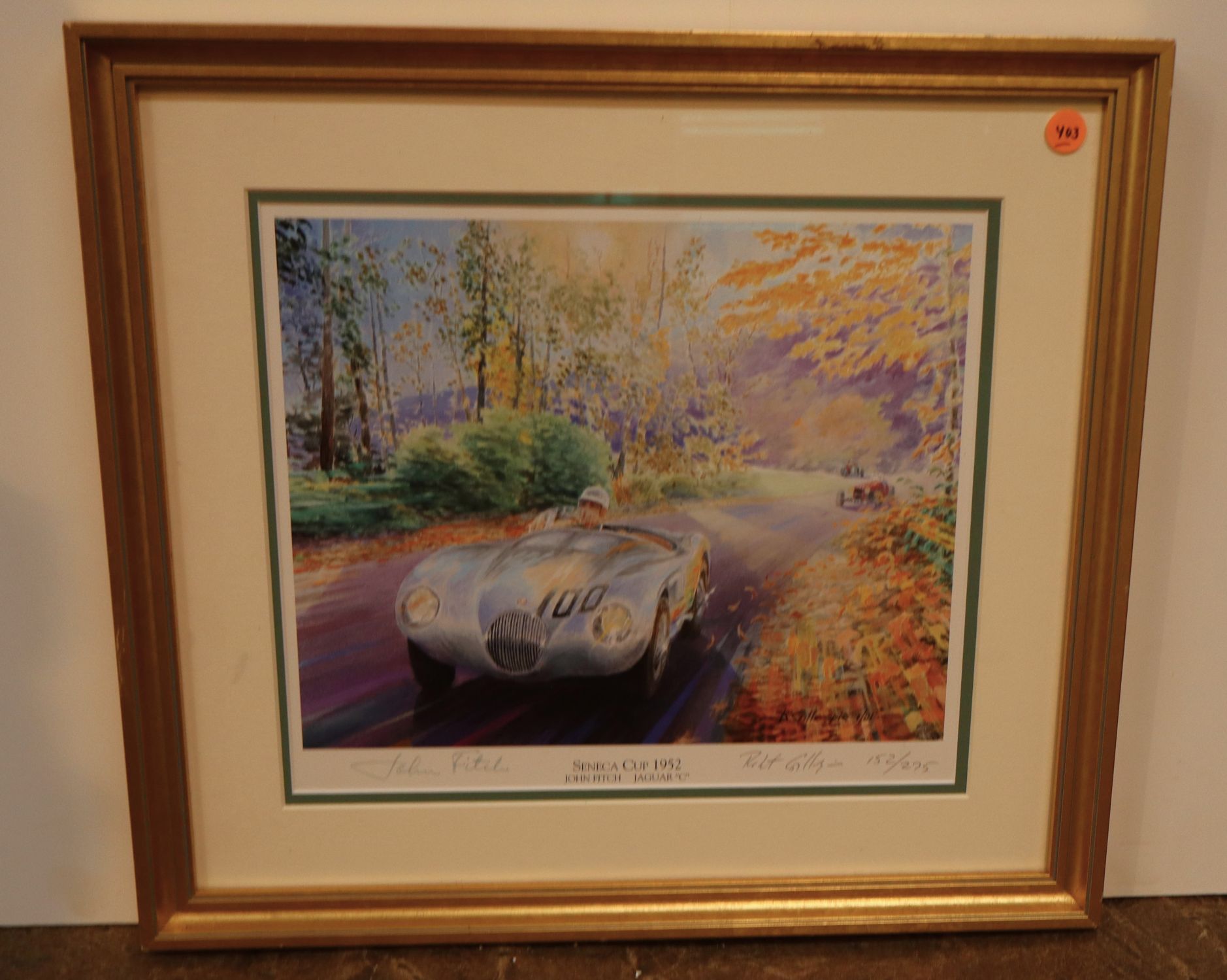 John Fitch Signed Jaguar C Seneca Cup Racing Print
