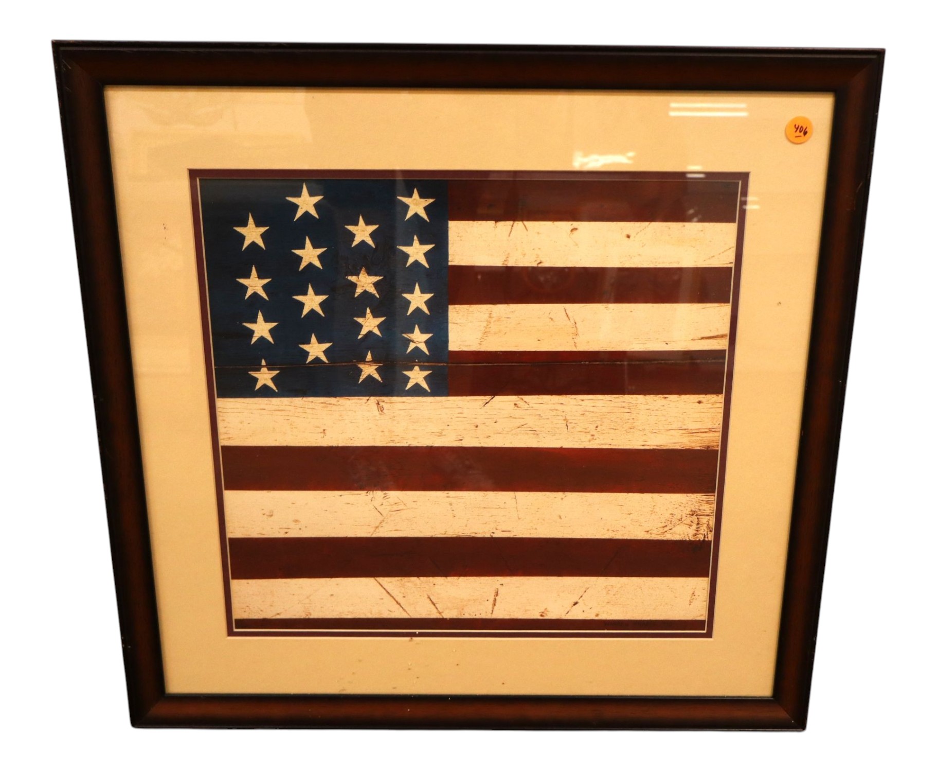 Warren Kimble Colonial Flag Folk Art Litho Framed