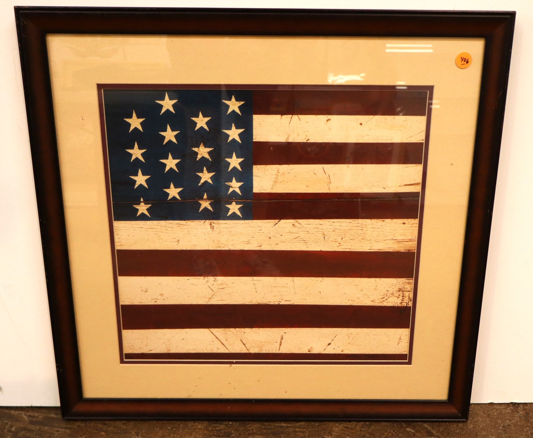 Warren Kimble Colonial Flag Folk Art Litho Framed