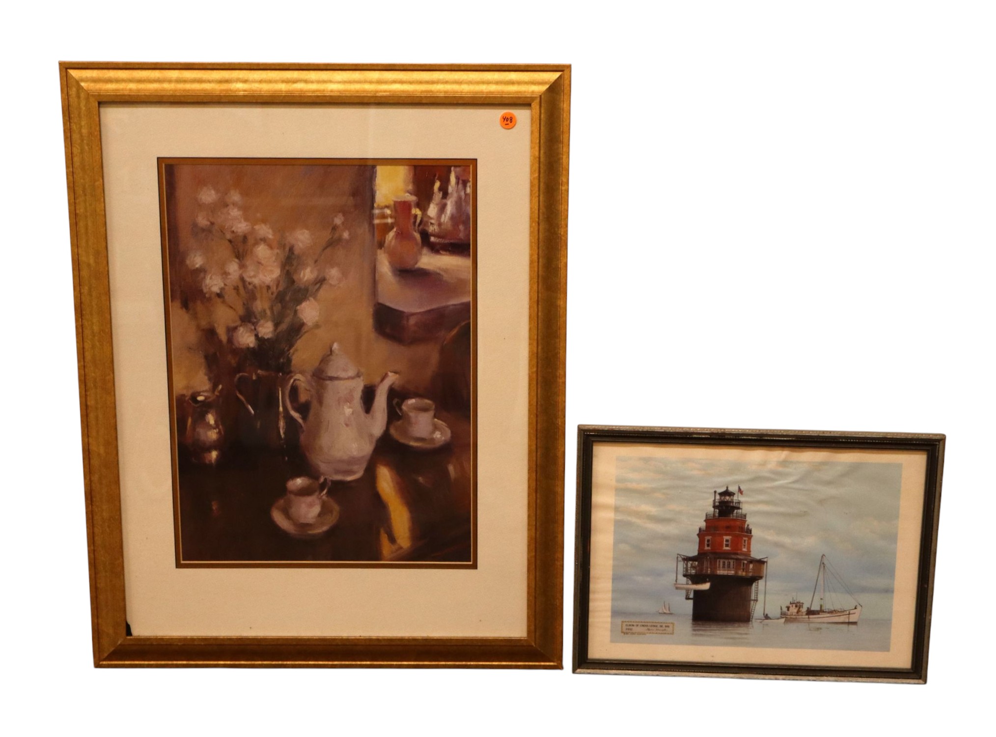 Lot 2 Still Life Teapot & Delaware Lighthouse Prints