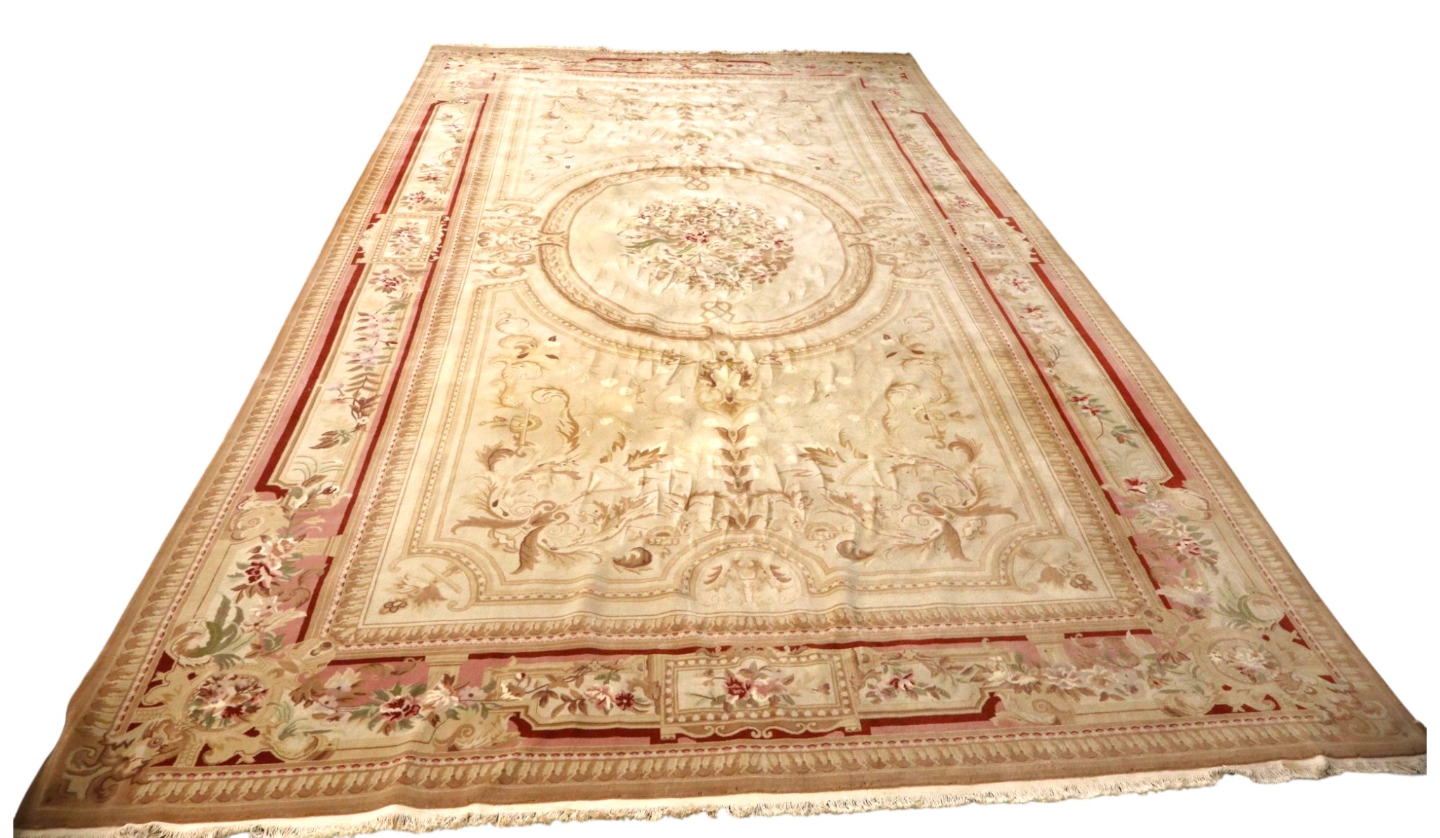Hand Woven Chinese Aubusson Wool Rug 11.10x21.10