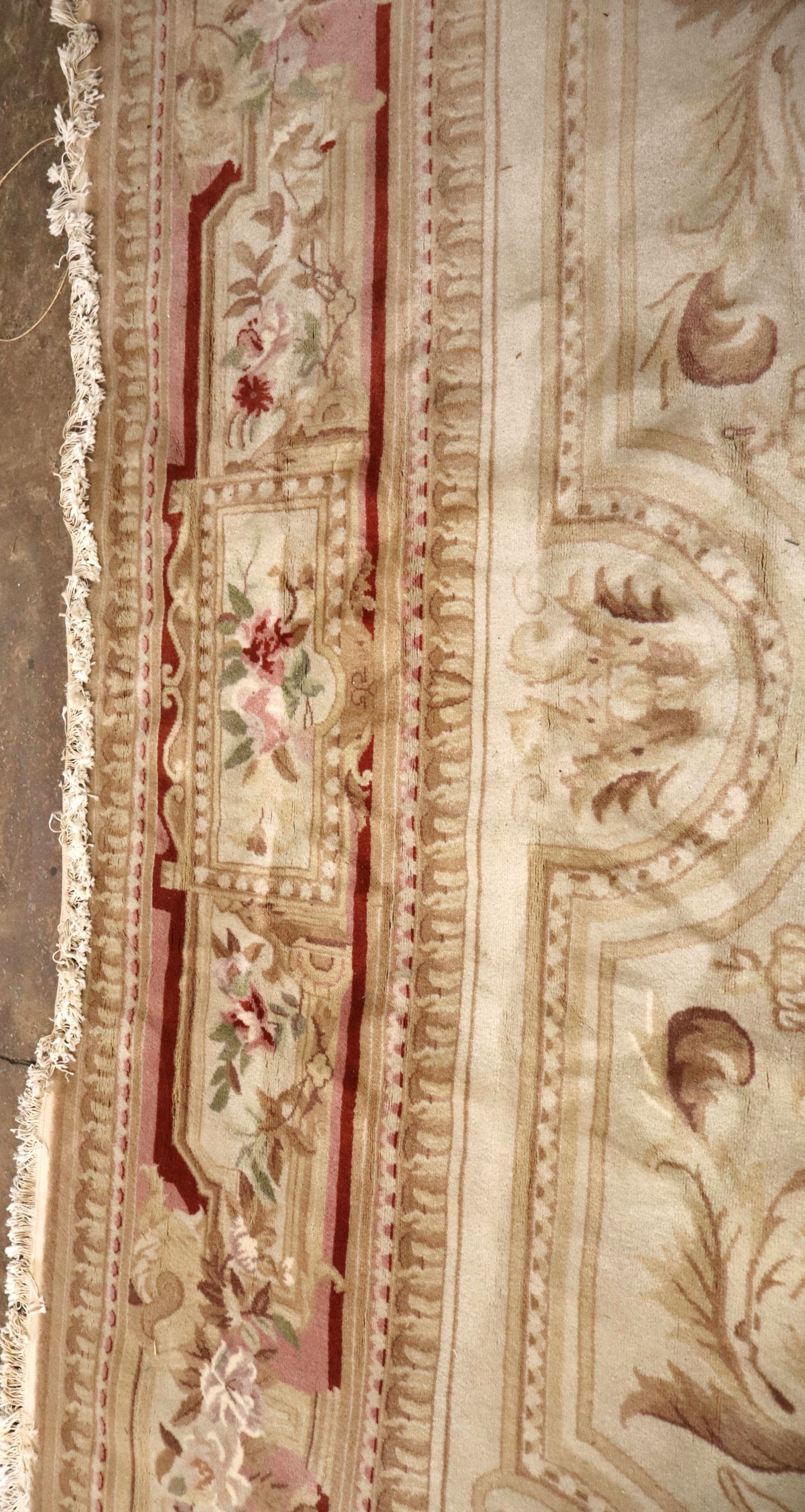 Hand Woven Chinese Aubusson Wool Rug 11.10x21.10
