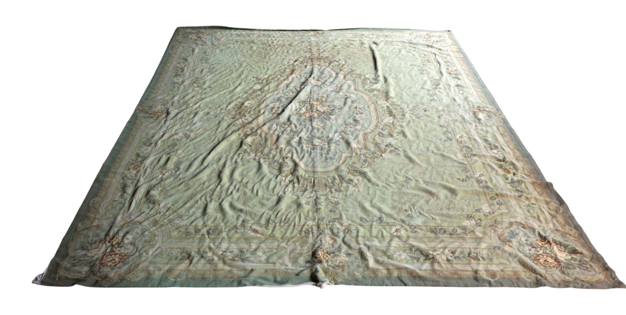 Hand Made French Style Wool Needlepoint Rug 11.6x14
