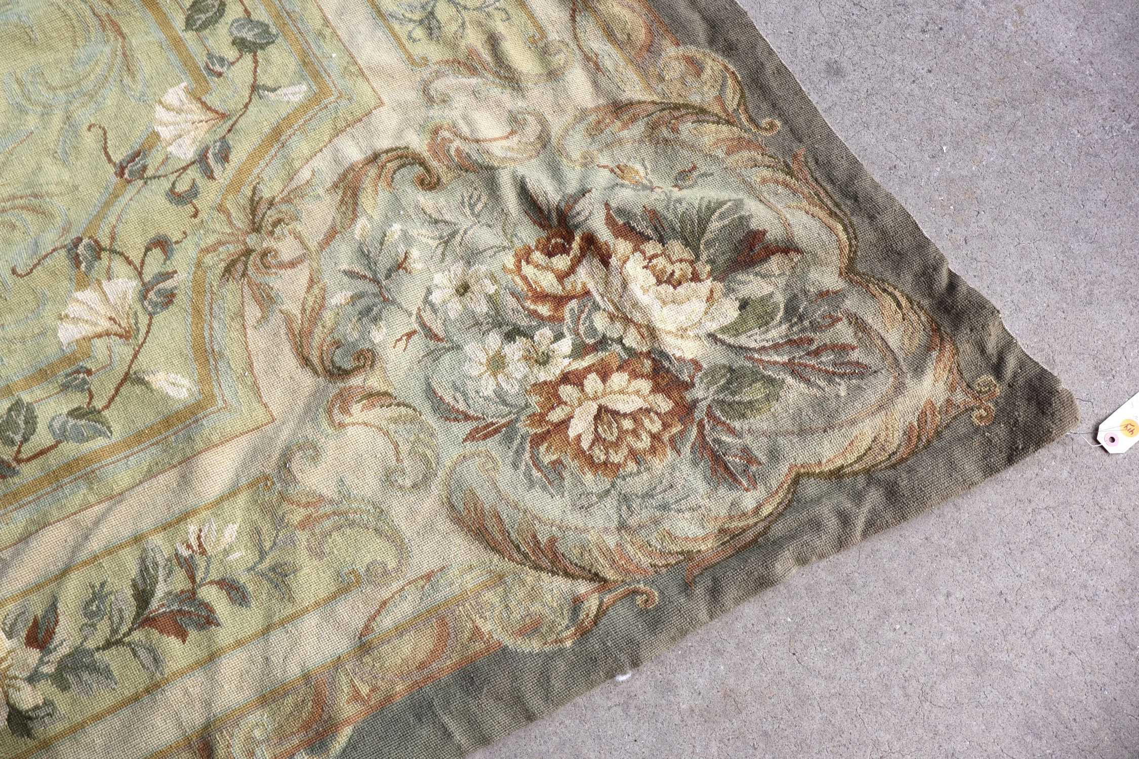 Hand Made French Style Wool Needlepoint Rug 11.6x14