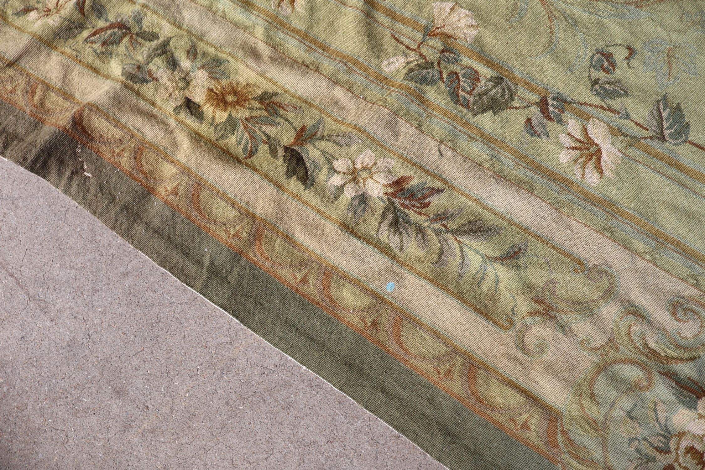 Hand Made French Style Wool Needlepoint Rug 11.6x14