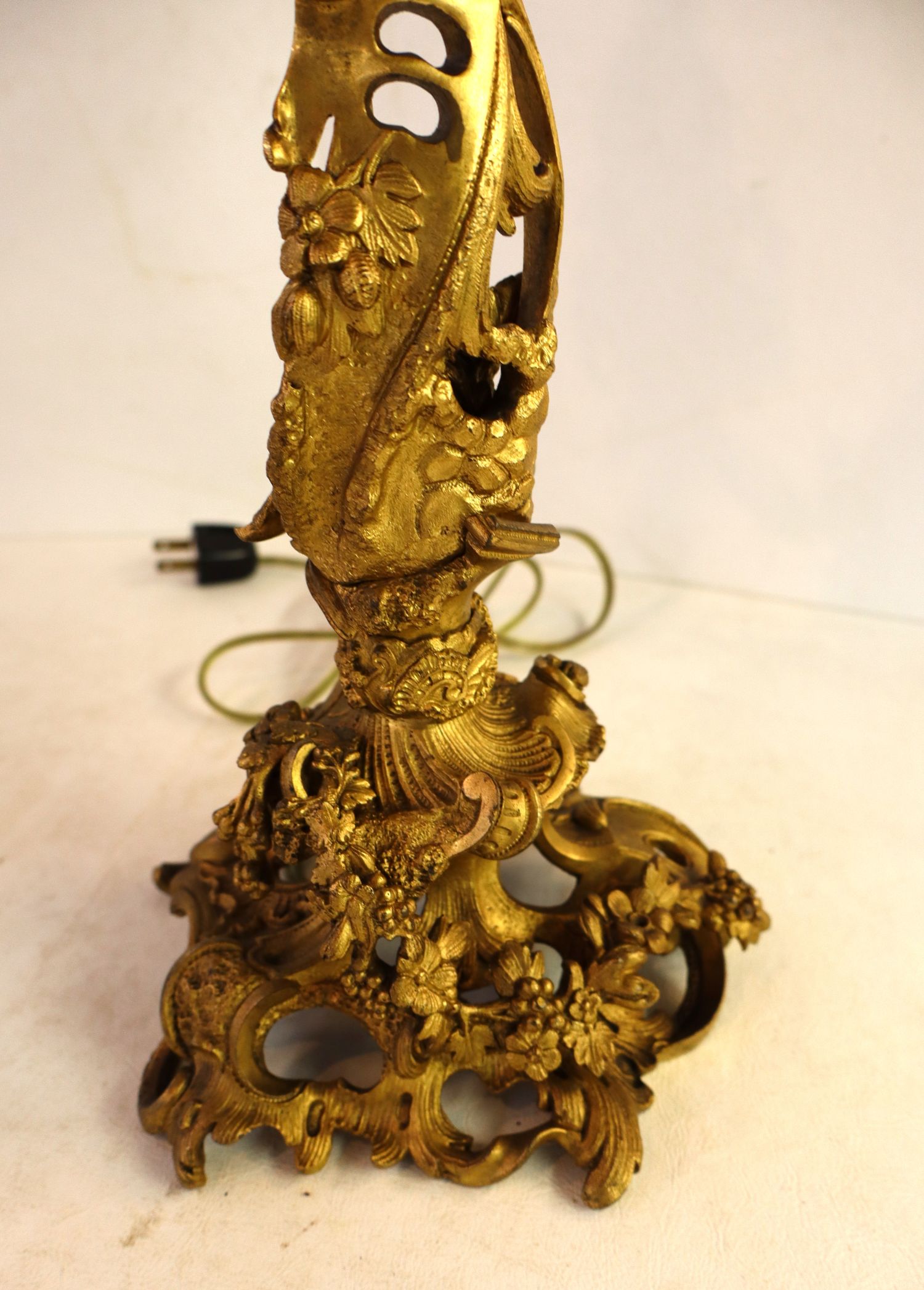 Antique Rococo Gilt Five Light Candelabra Table Lamp