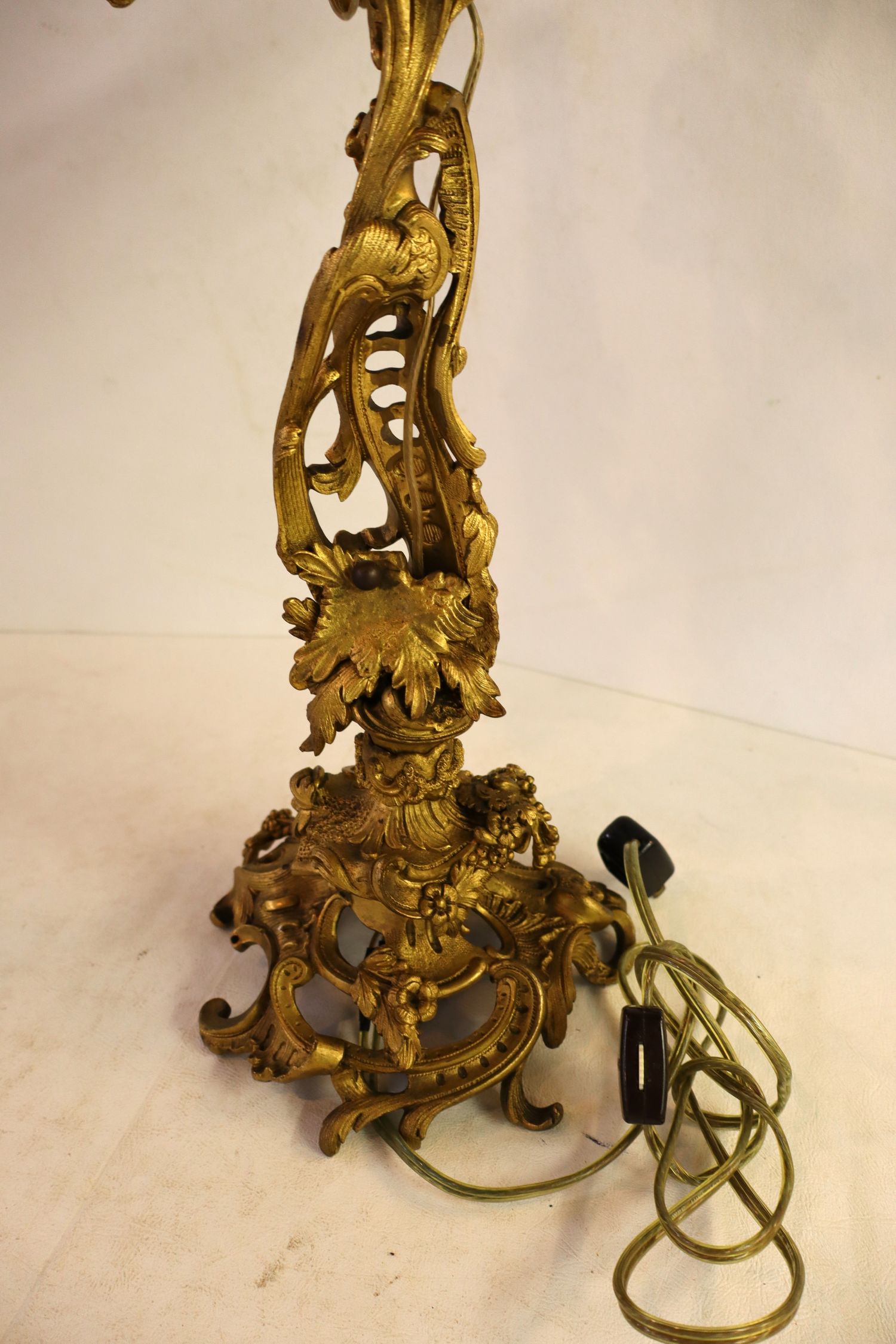 Antique Rococo Gilt Five Light Candelabra Table Lamp