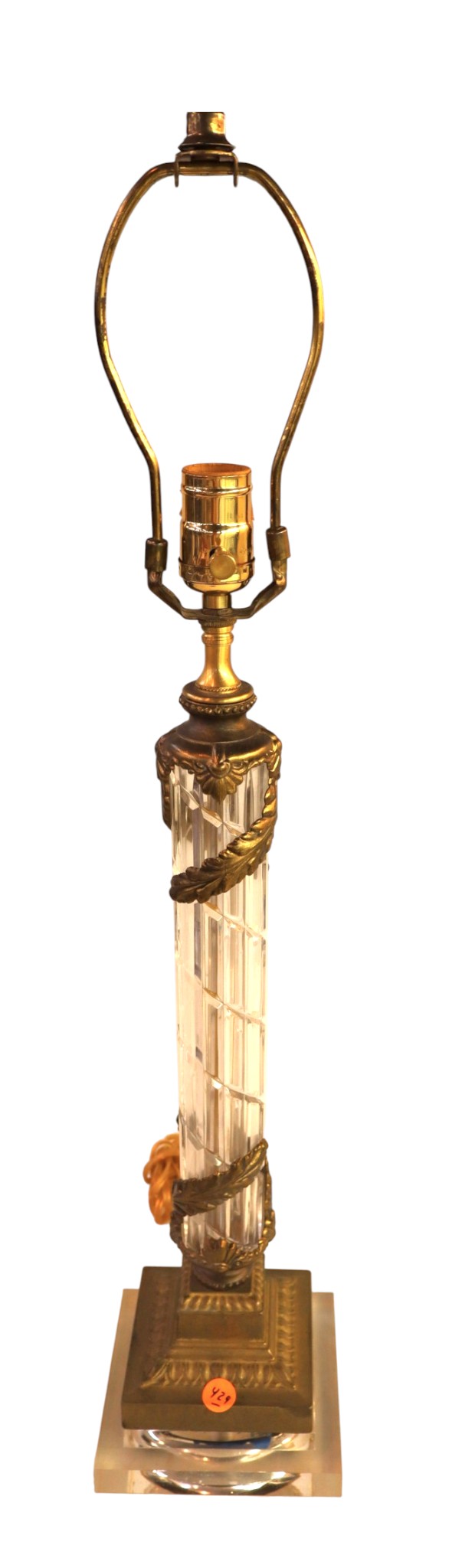 Vintage crystal metal wrapped table lamp