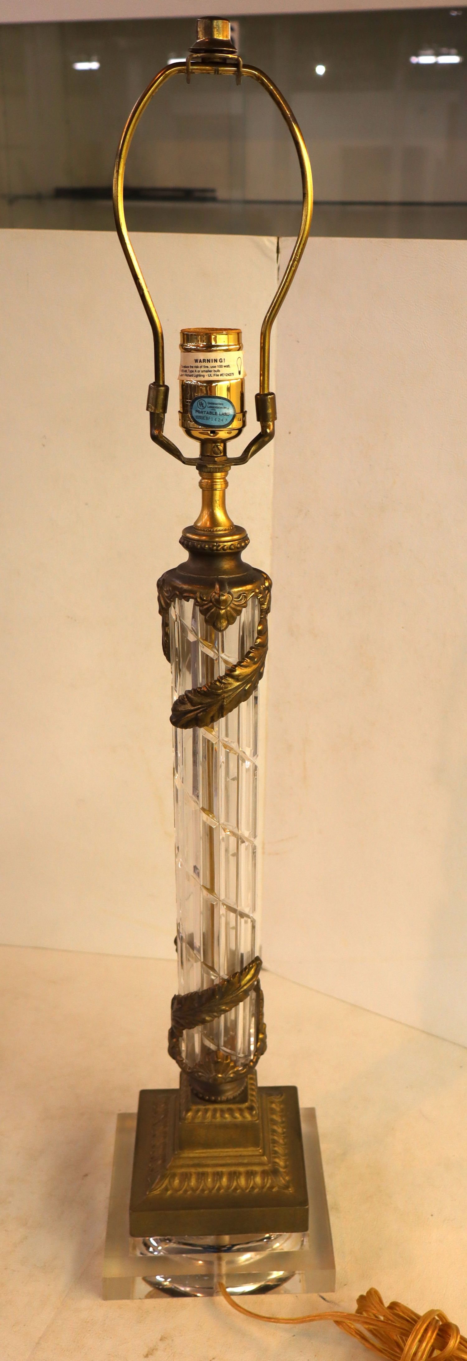 Vintage crystal metal wrapped table lamp