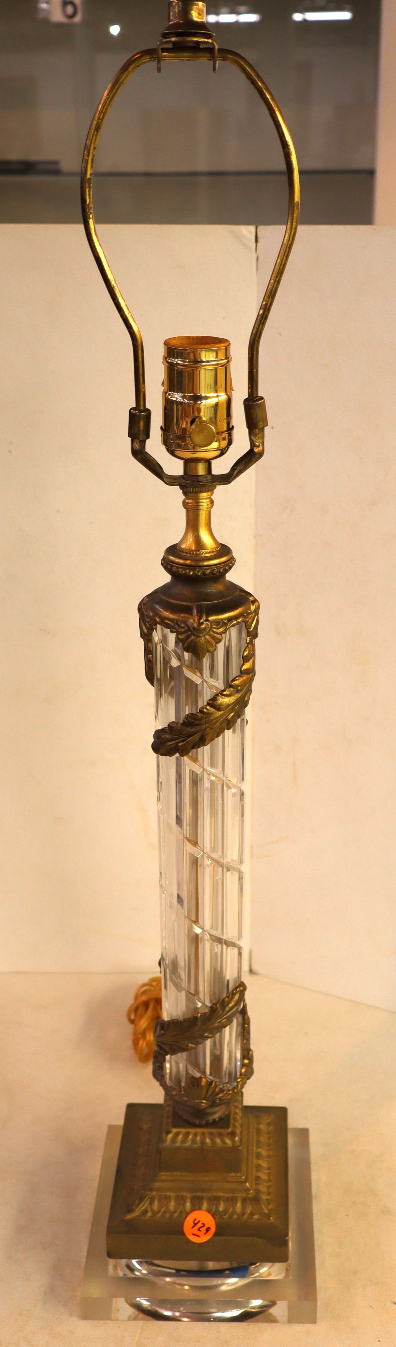 Vintage crystal metal wrapped table lamp