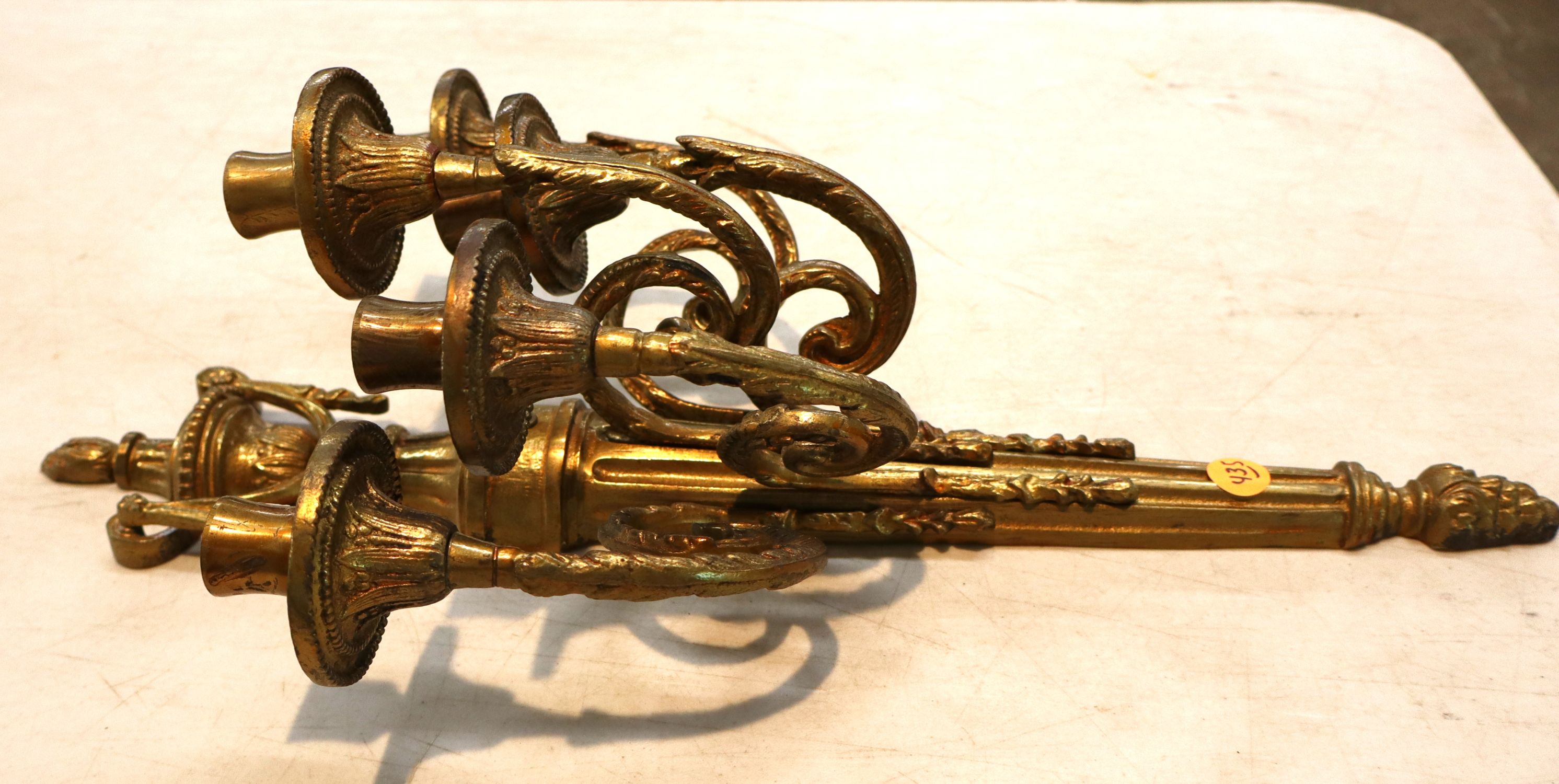 Brass 5 burner wall candelabra made in Italy