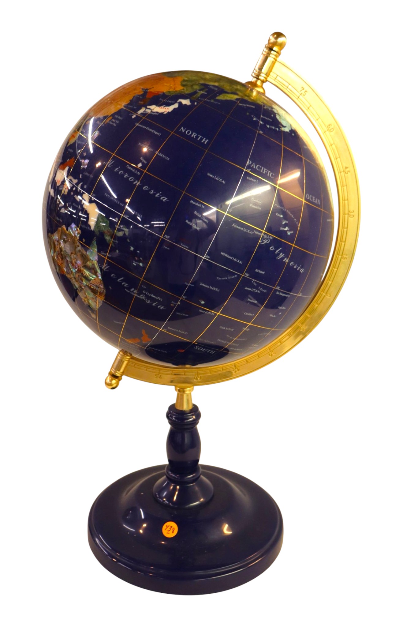 Multi Stone style World Globe with brass stand