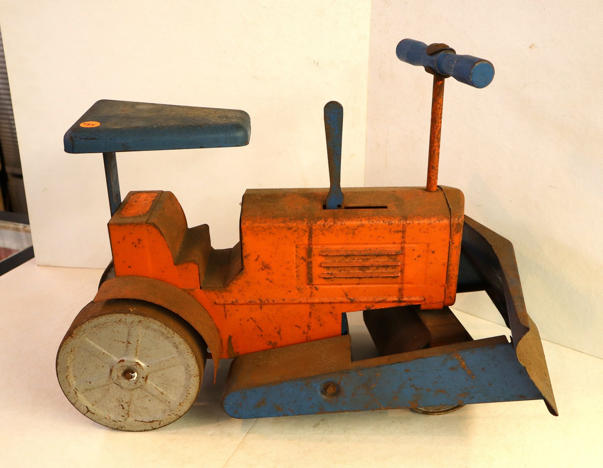 Vintage Buddy L Pressed Steel Ride On Bulldozer Toy