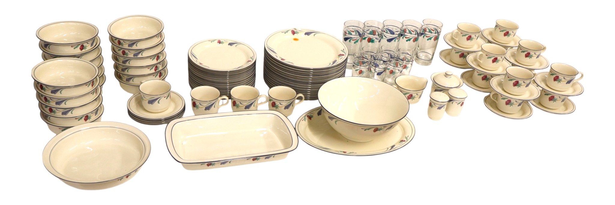 99 Pc Lenox Poppies On Blue Chinastone Dinner Set