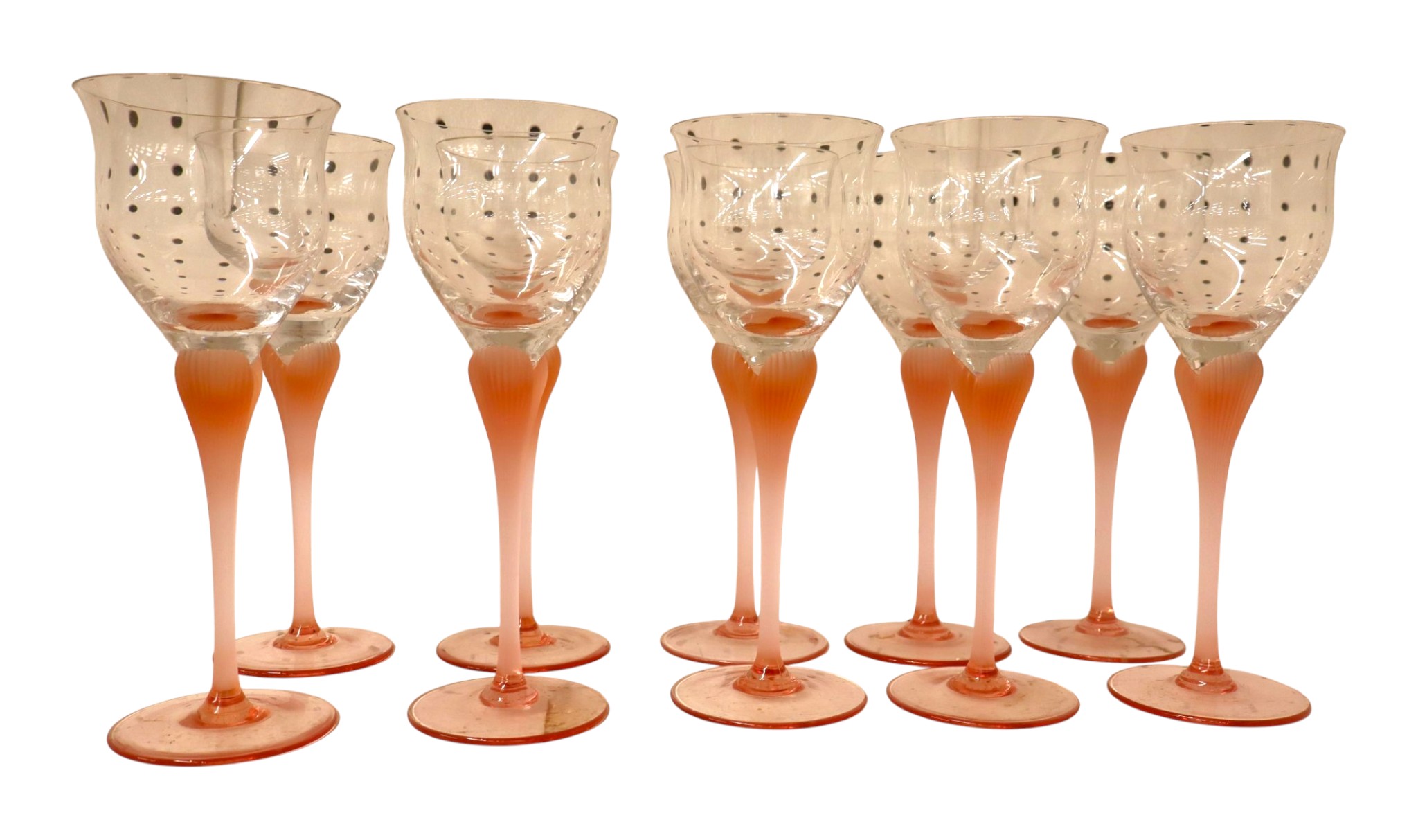 Set 10 Vintage Mikasa Sea Mist Coral Goblets 9.25