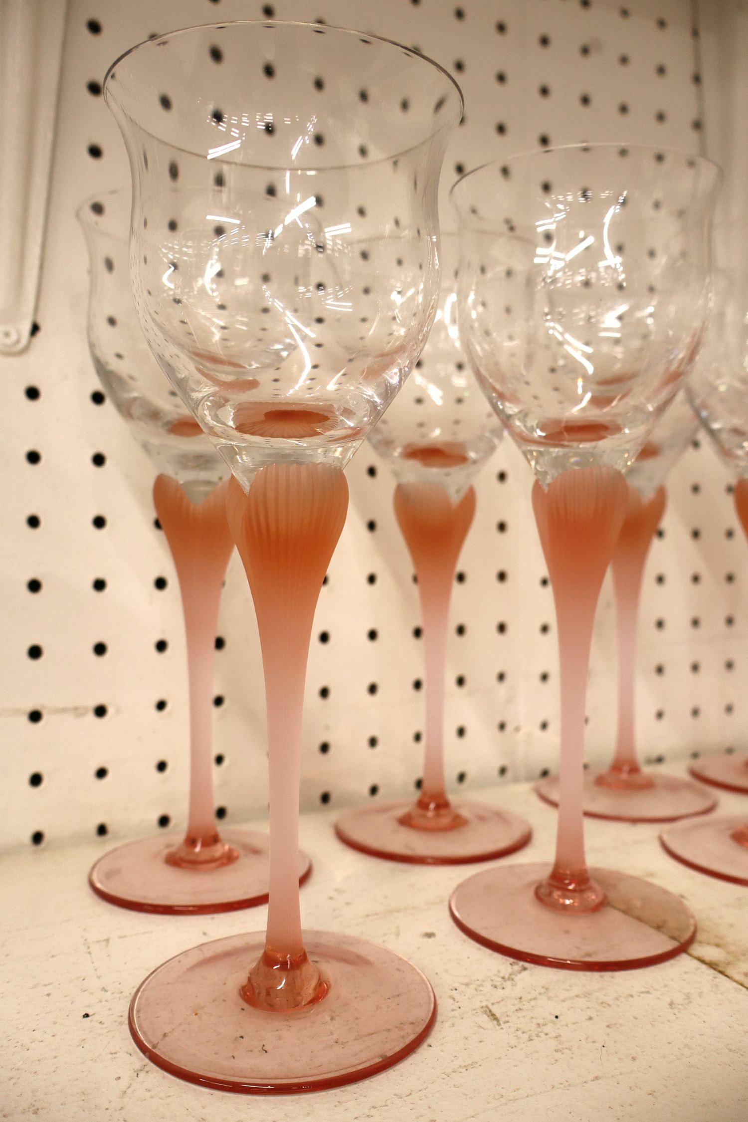 Set 10 Vintage Mikasa Sea Mist Coral Goblets 9.25