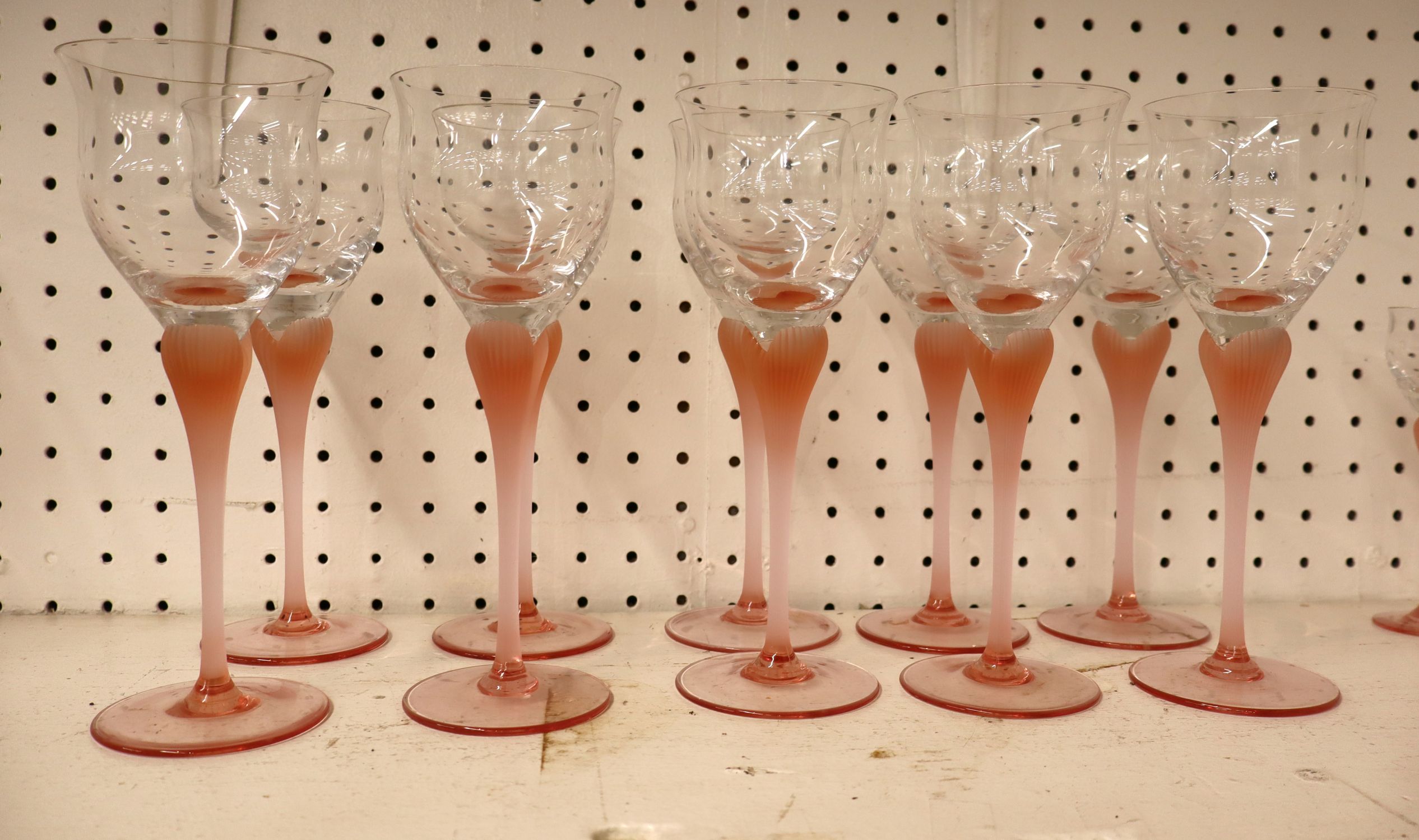 Set 10 Vintage Mikasa Sea Mist Coral Goblets 9.25