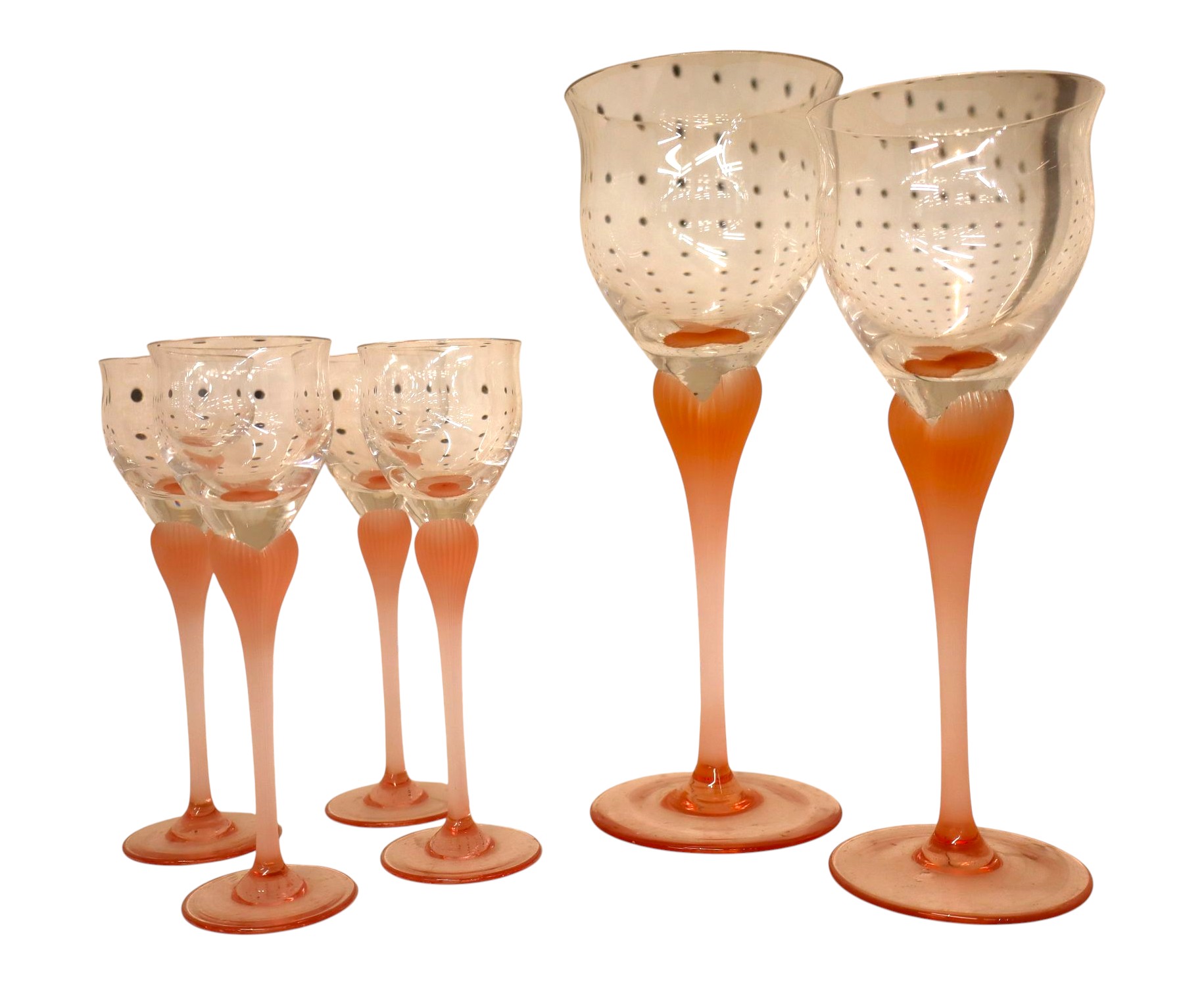 Lot 6 Vintage Mikasa Sea Mist Coral Mixed Stemware
