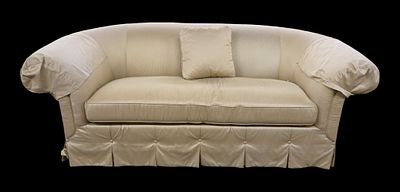 Custom designer upholstered arch back sofa. Custom made designer upholstered arch back sofa gold 
