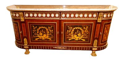 Mariner 1893 Louis Revival Marble Top Buffet. Mariner 1893 vintage Louis Revival marble top 