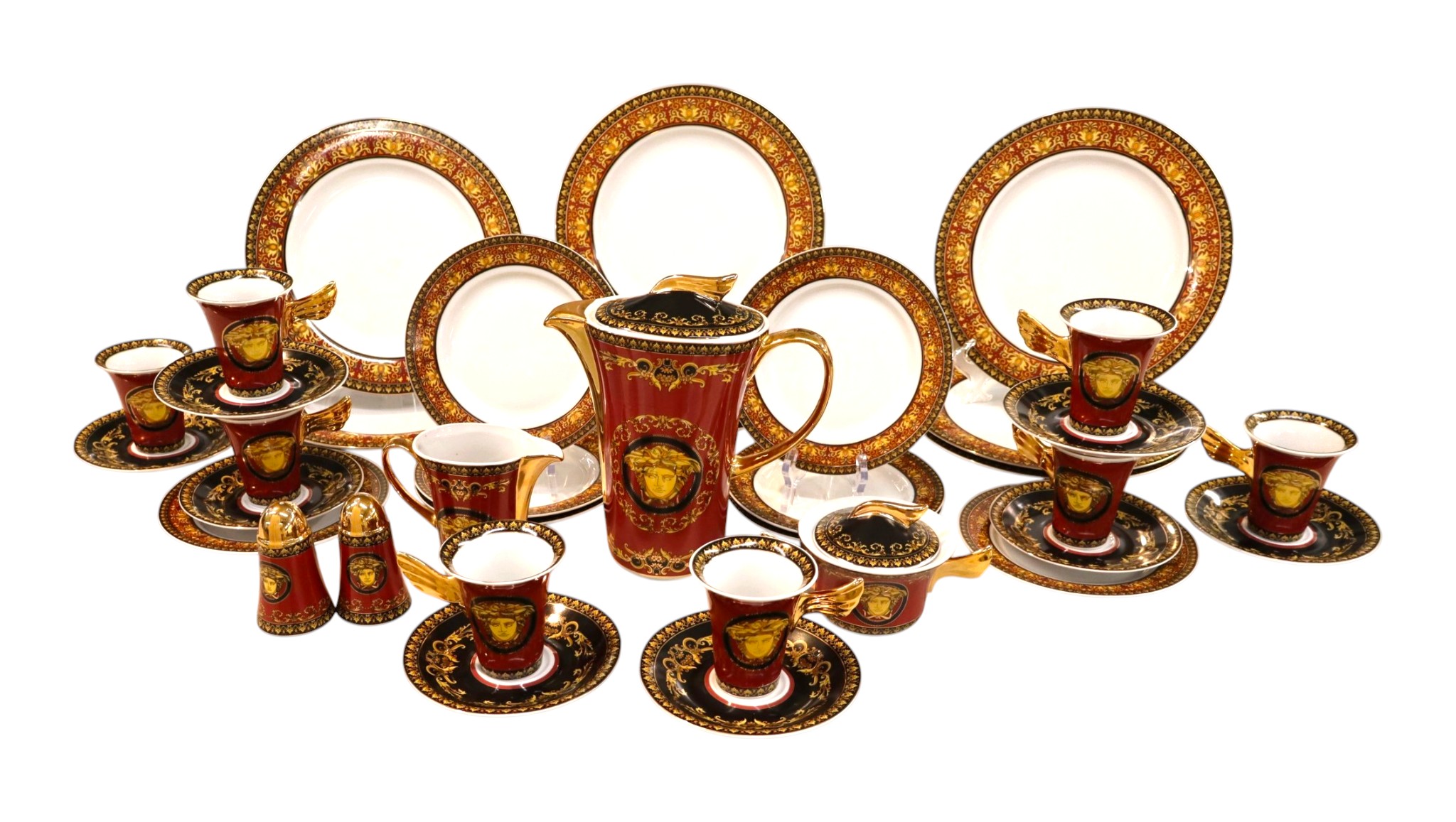 Rosenthal Versace Medusa Red 37pc Dinnerware Set