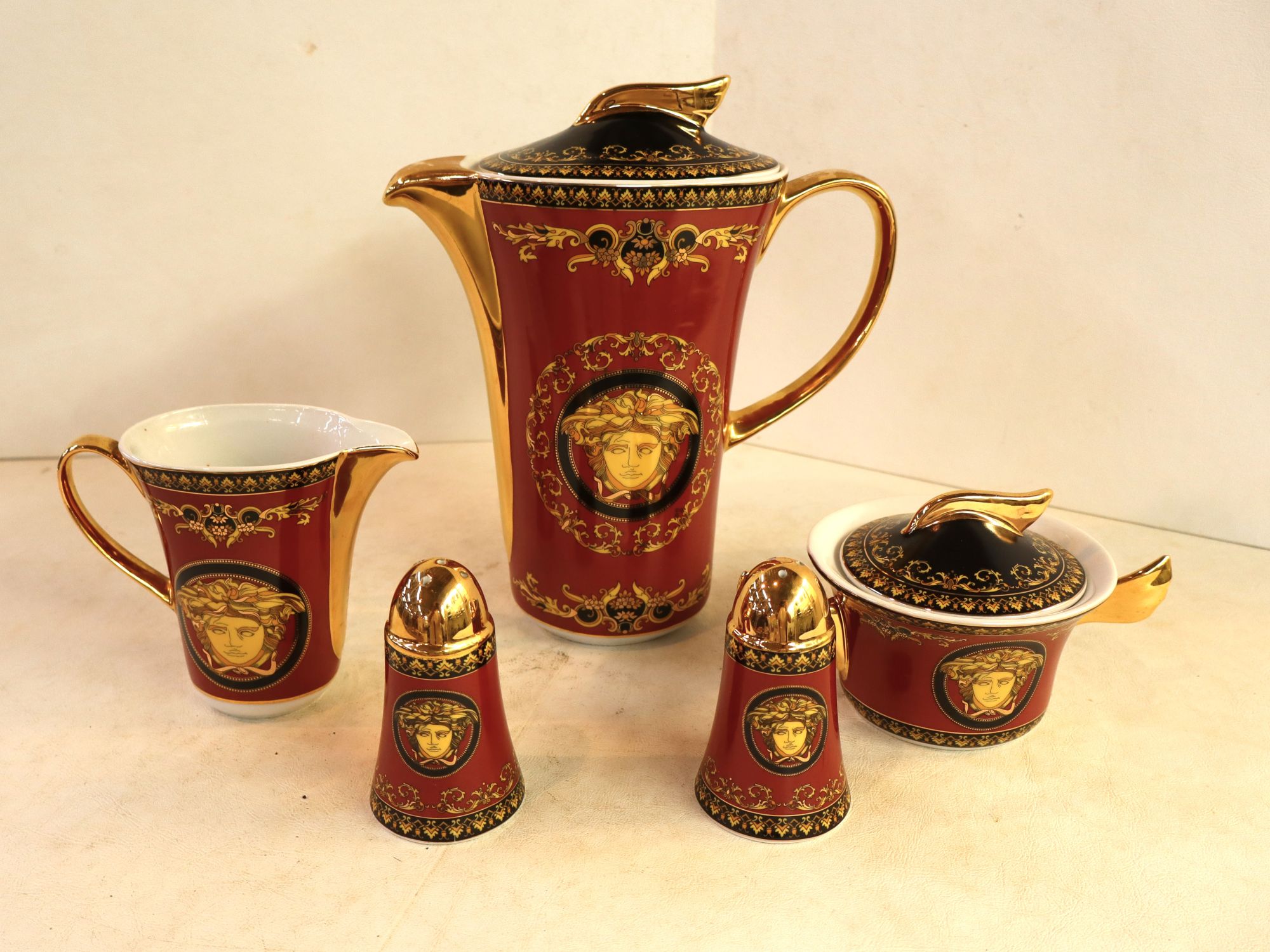Rosenthal Style Versace Medusa Red 37pc Dinnerware Set