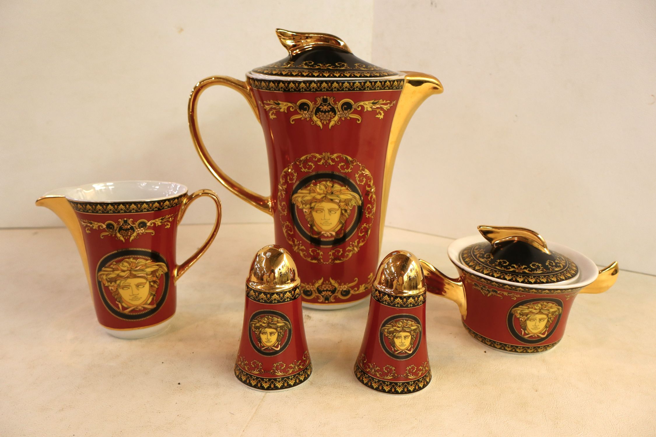 Rosenthal Style Versace Medusa Red 37pc Dinnerware Set