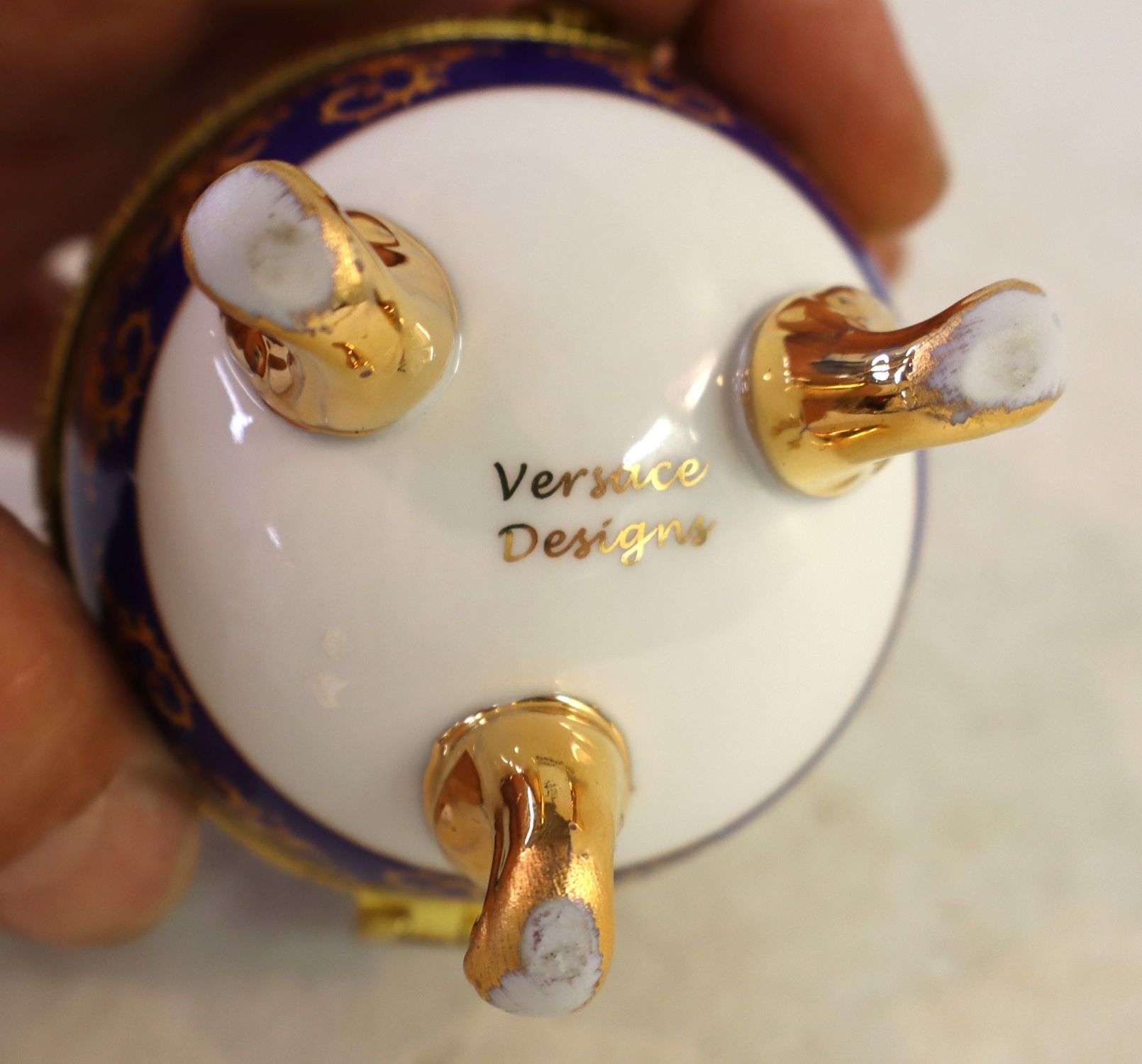 Vintage Versace Porcelain Tri-Footed Egg