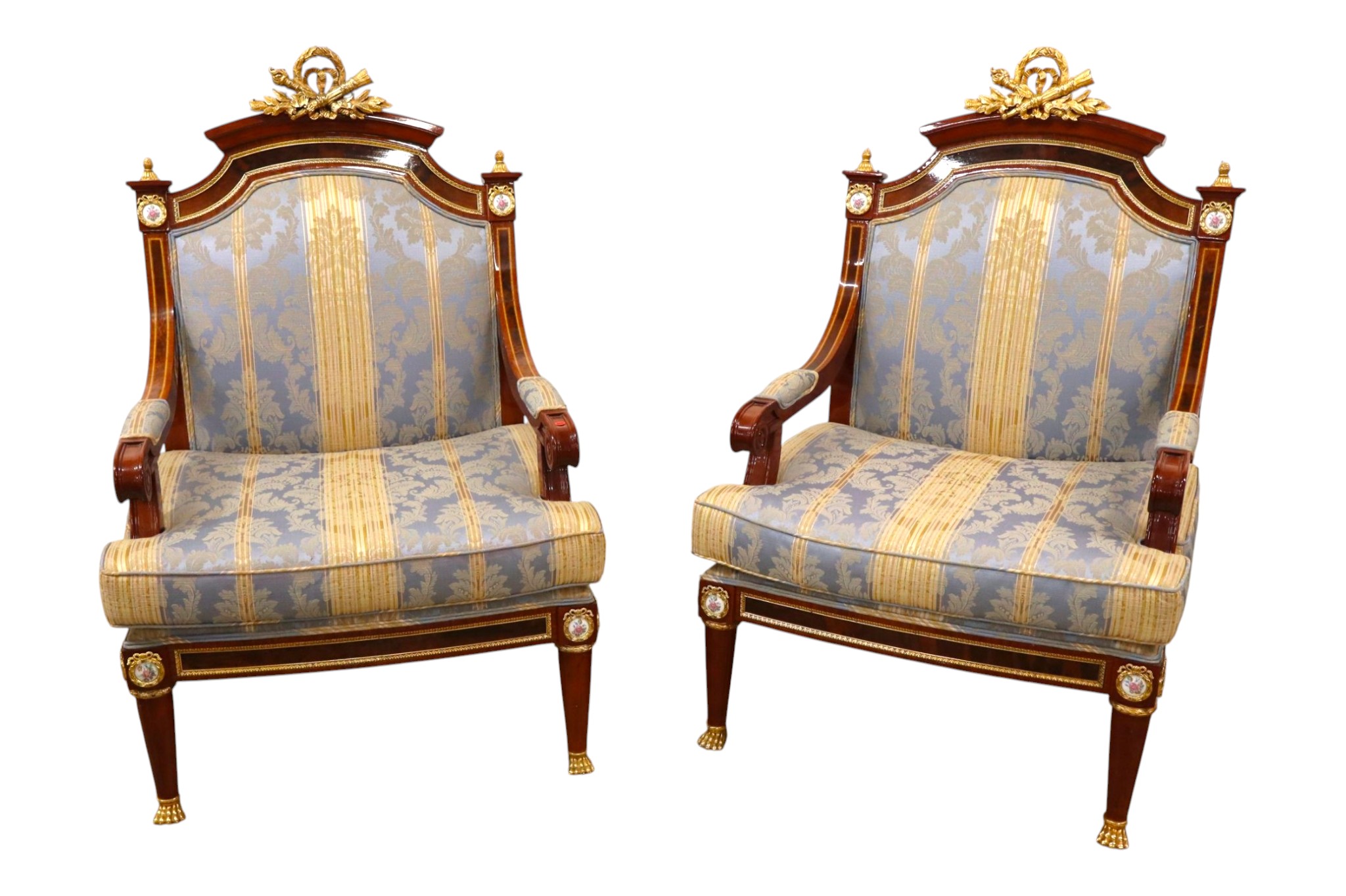 Mariner 1893 Louis Revival Pair Oversized Armchairs