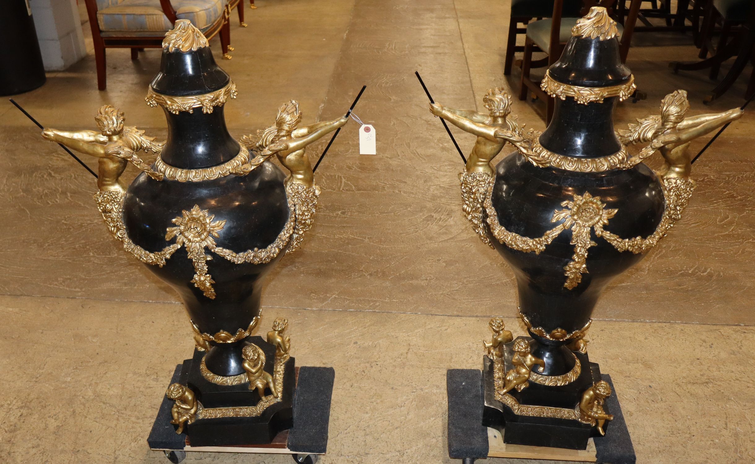 PR laminate marble urns manner Maitland Smith