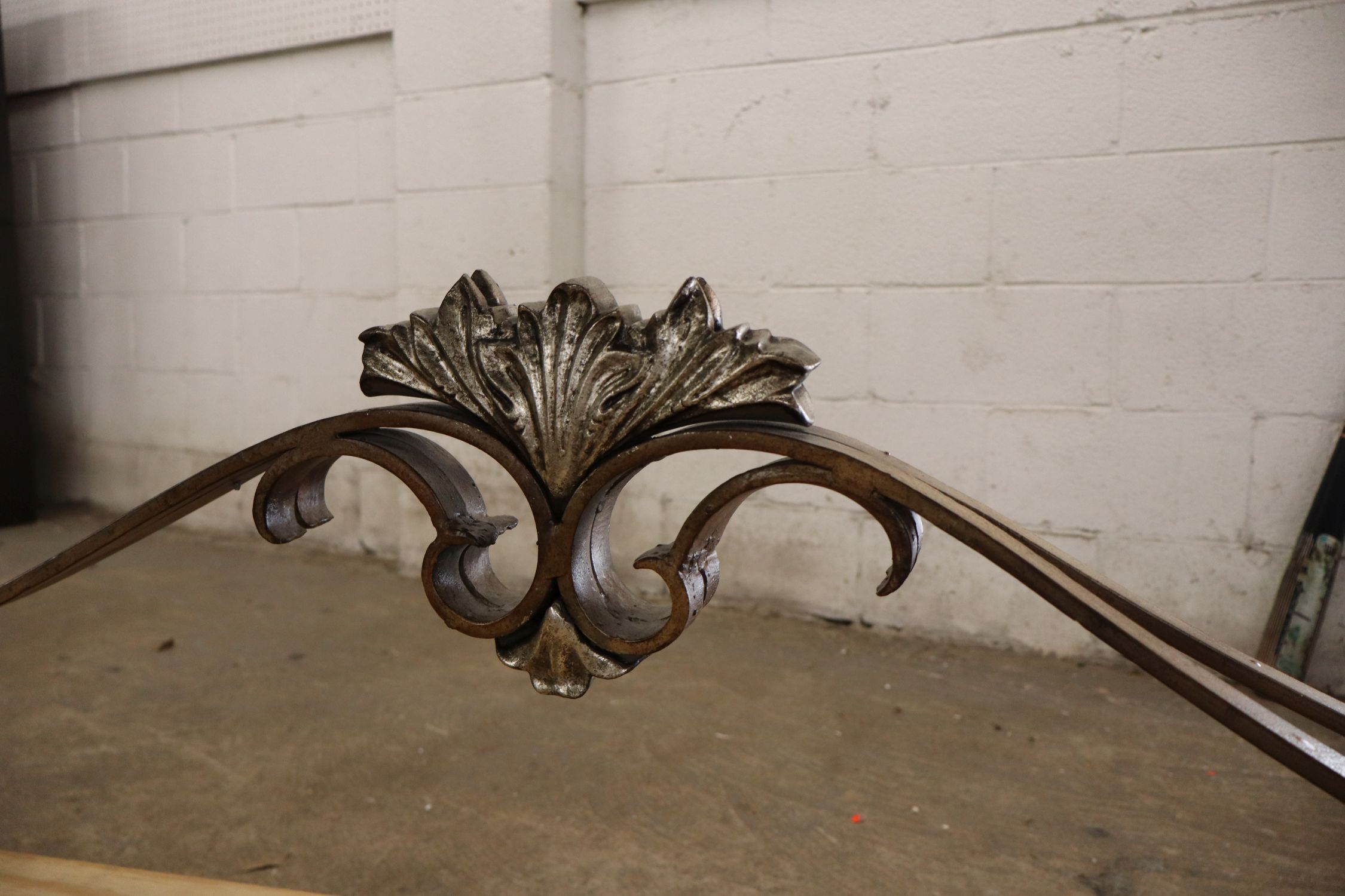 Marble top stretcher base console manner Maitland Smith