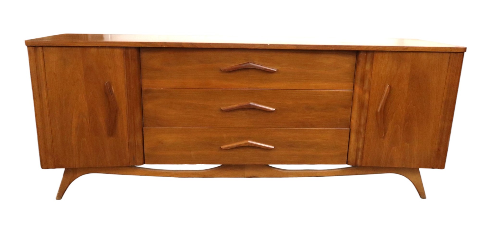MCM Boomerang Walnut Dresser 3 Drawer Fitted Int