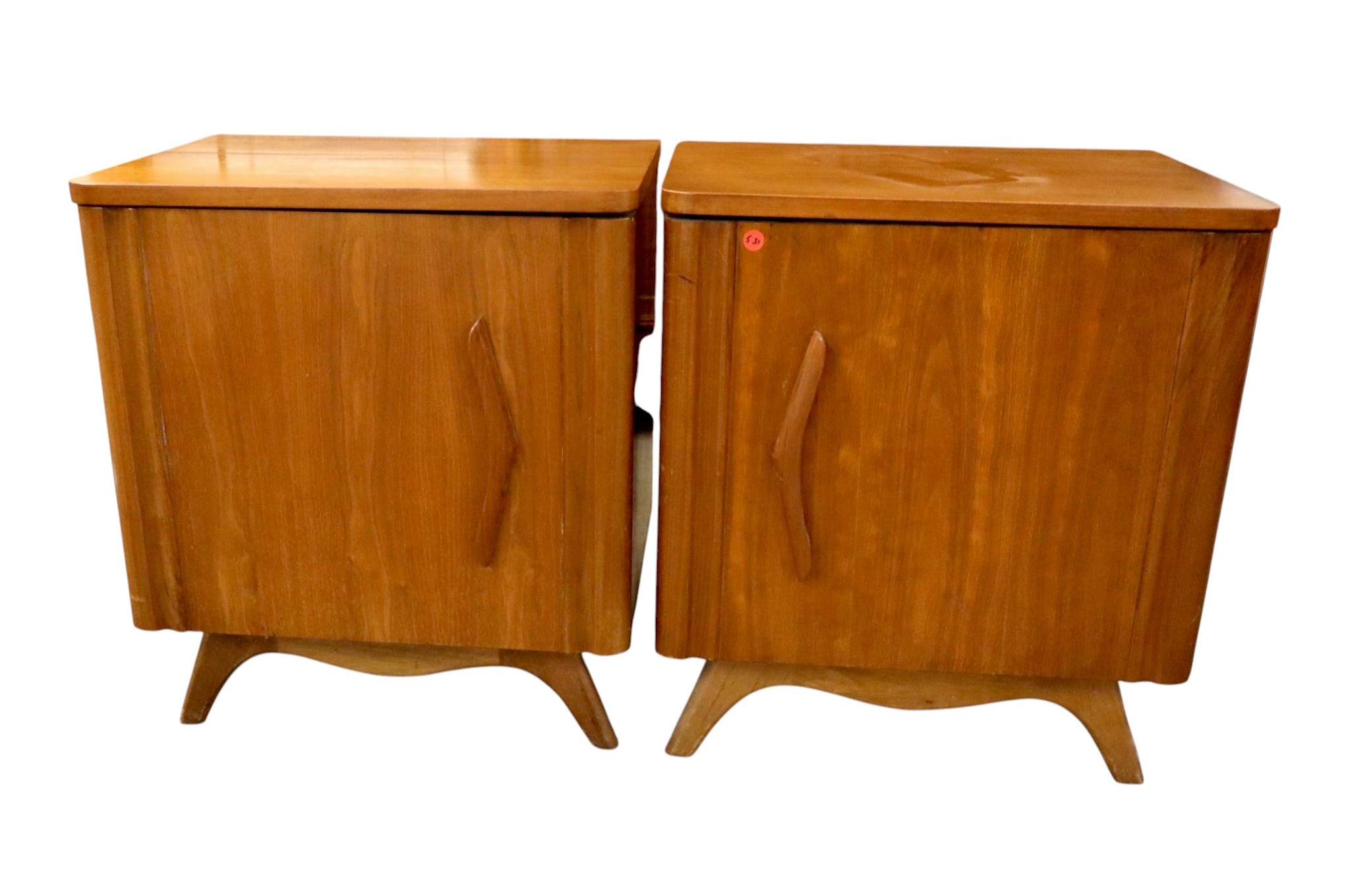 Match PR MCM Boomerang Walnut 1-Dr Nightstands