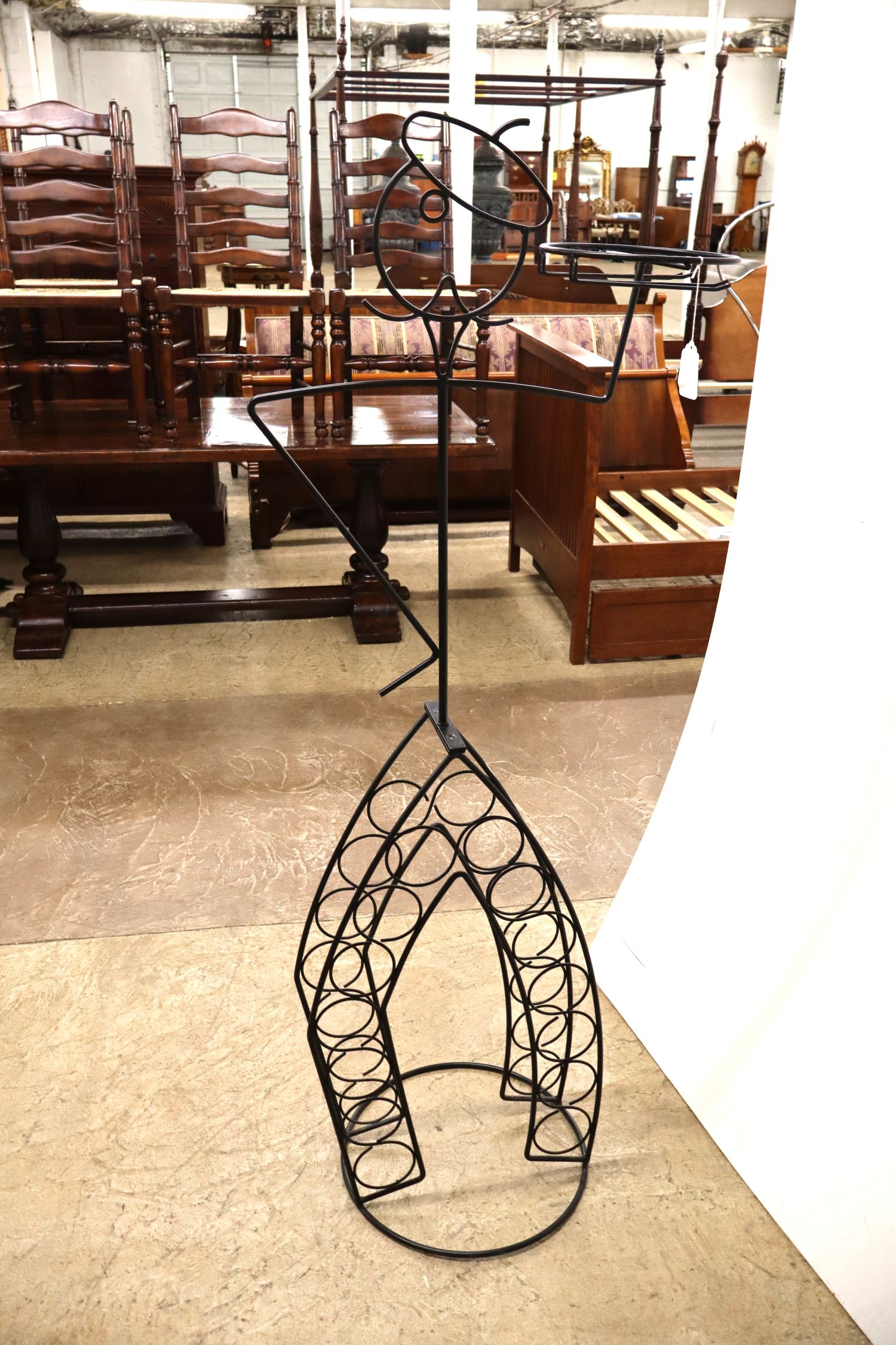MCM John Risley Style Iron Waiter Wine Rack Holder
