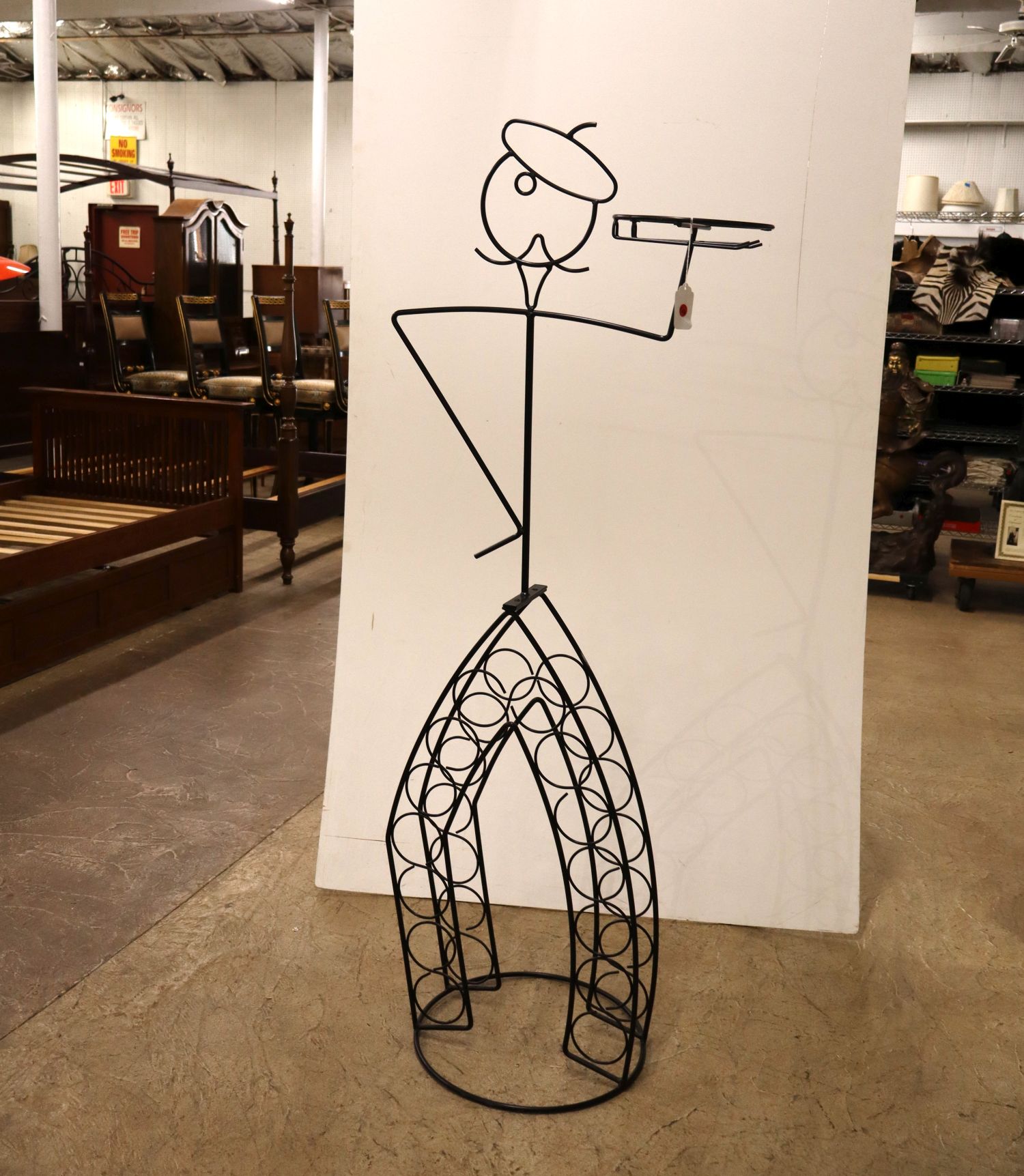 MCM John Risley Style Iron Waiter Wine Rack Holder