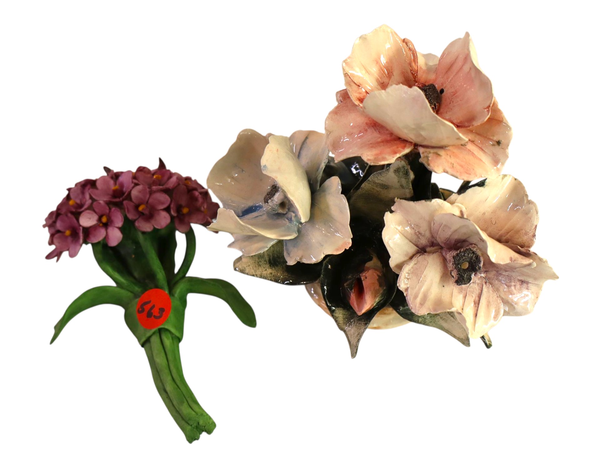 PR Vintage Capodimonte Porcelain Flower Bouquets