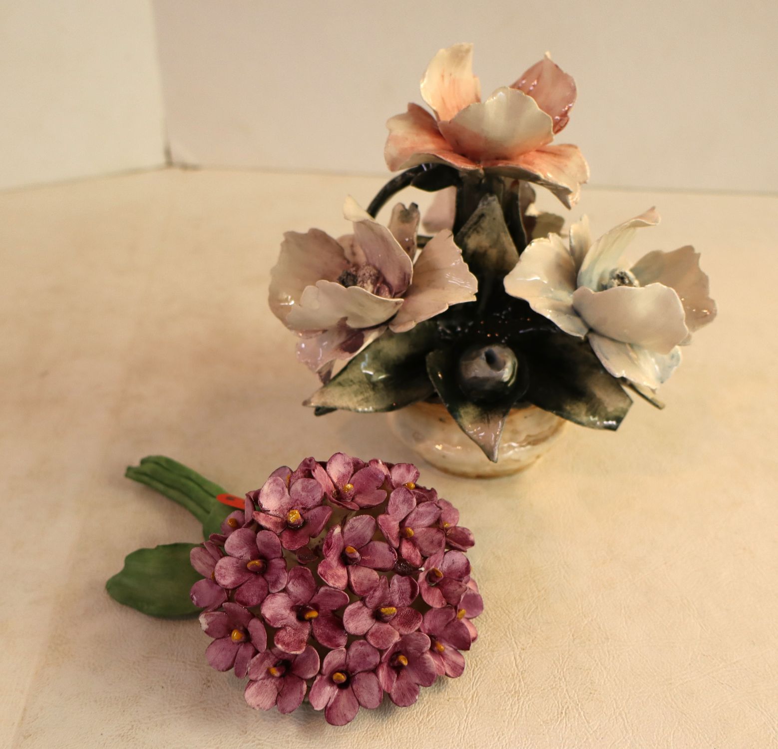 PR Vintage Capodimonte Porcelain Flower Bouquets