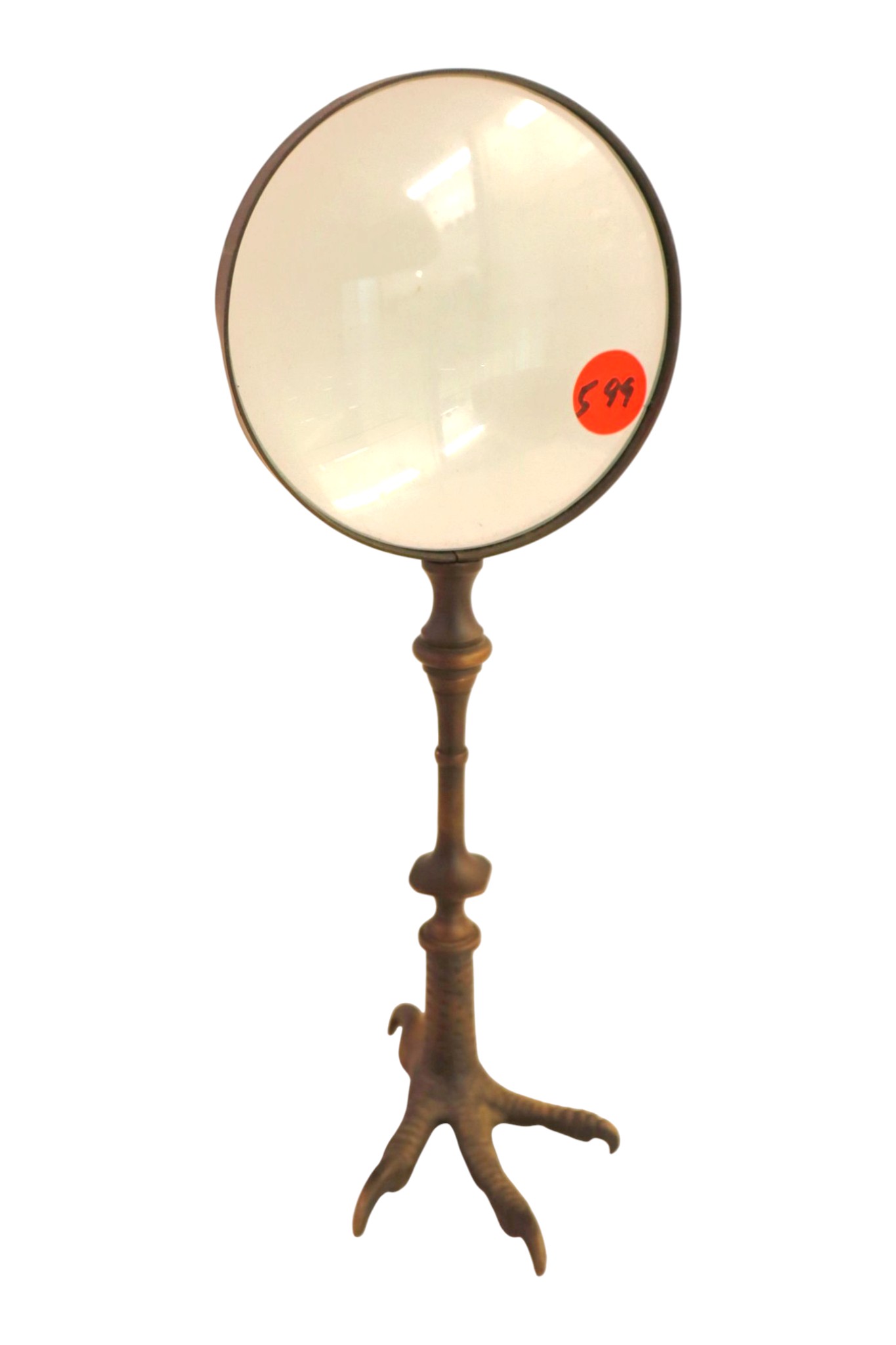 Unique bronze bird foot desk magnifying glass