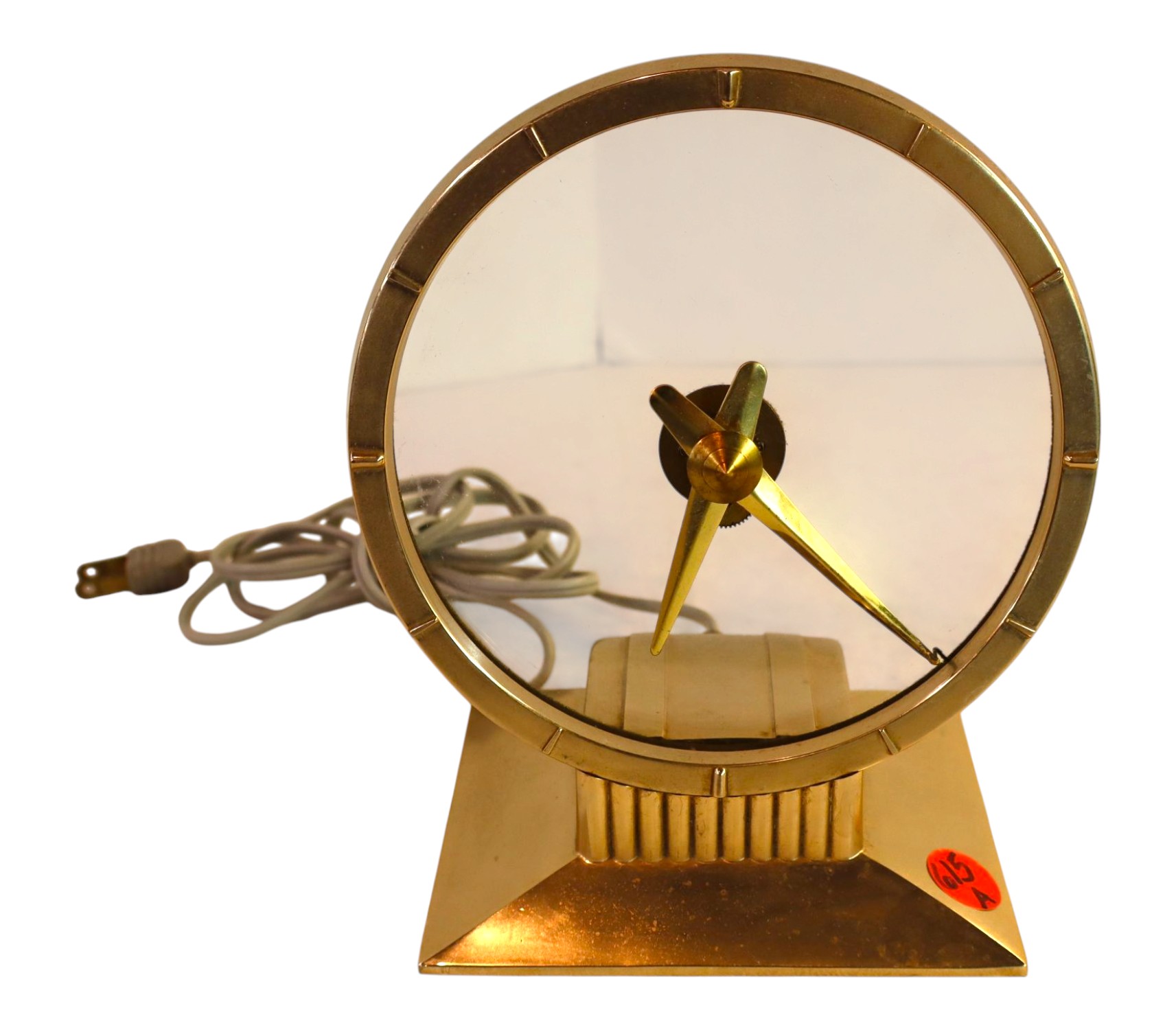 Vintage Haddon Sun Gold'n Hour mystery brass and glass clock