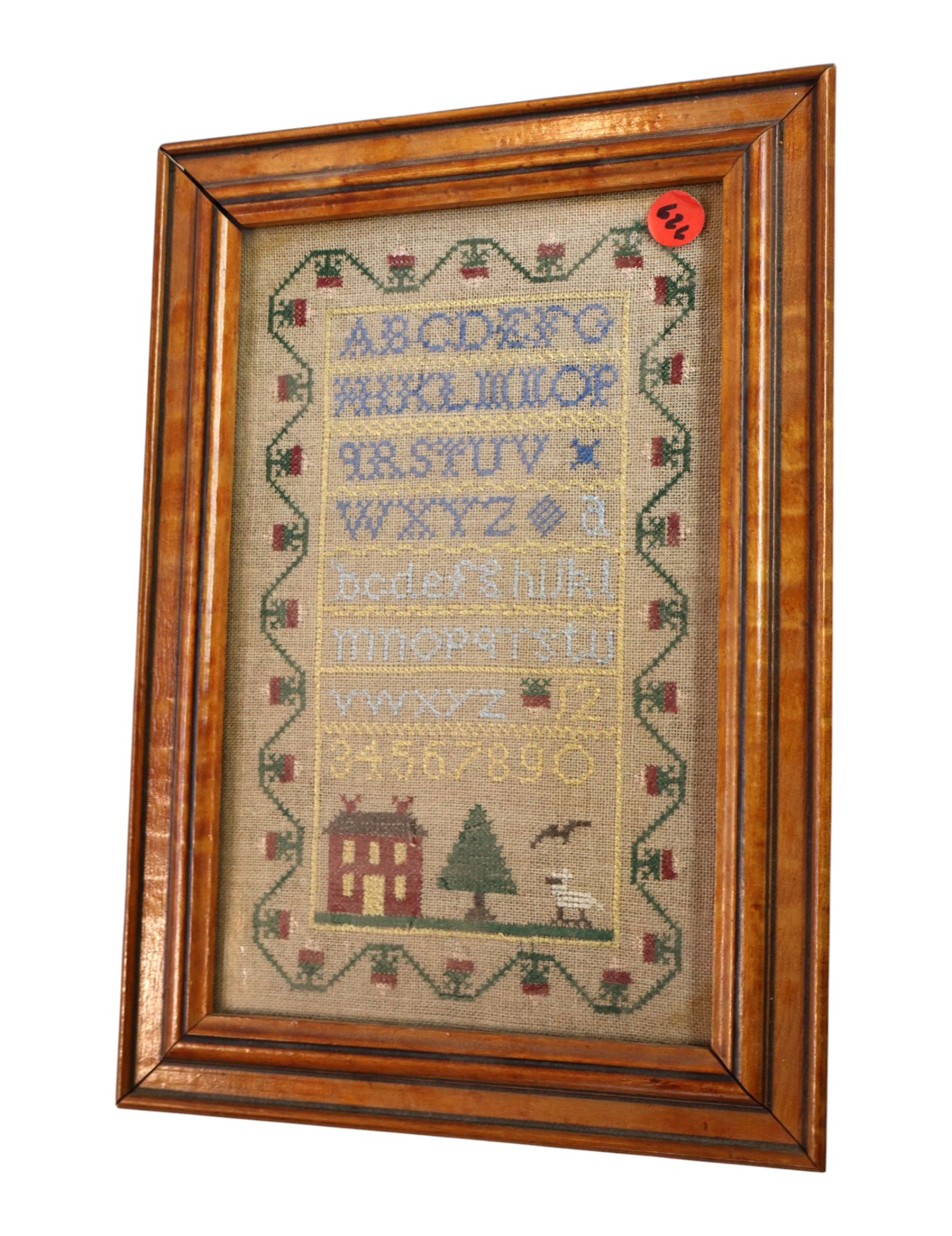 Vintage Sullins House Sampler Tiger Maple Frame