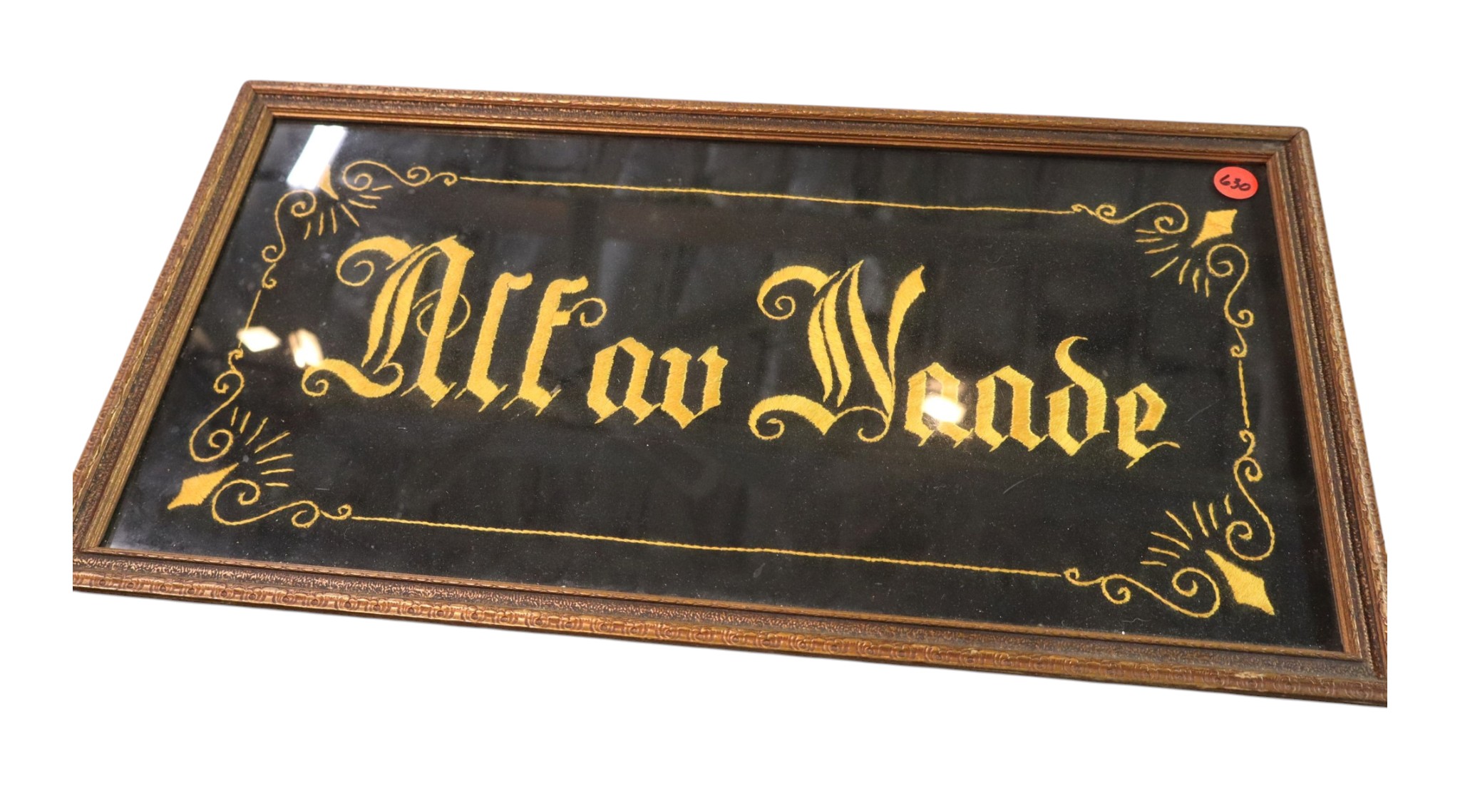 Antique Norwegian Alt Av Naade Framed Embroidery