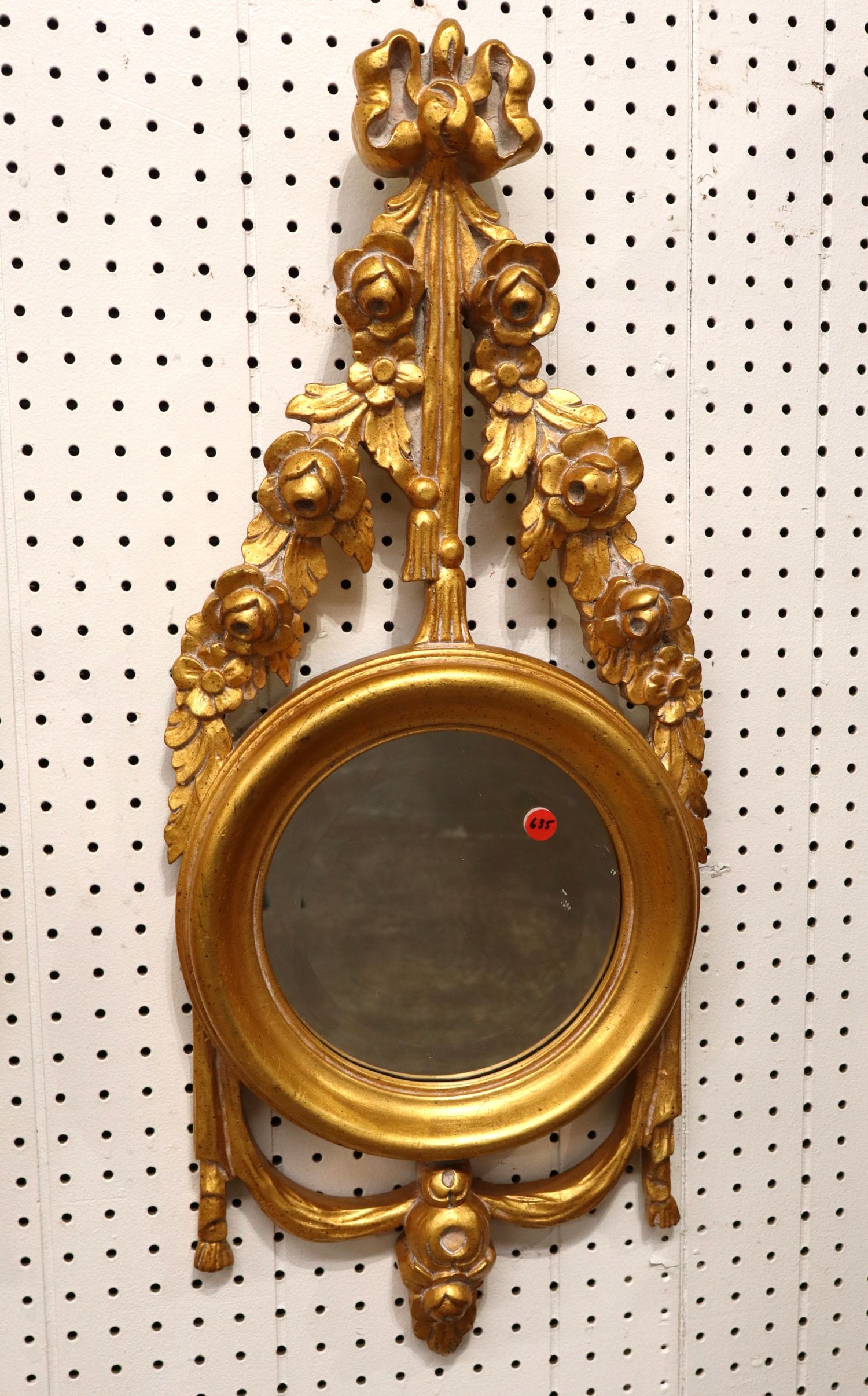 PR vtg round beveled carved decorator mirrors