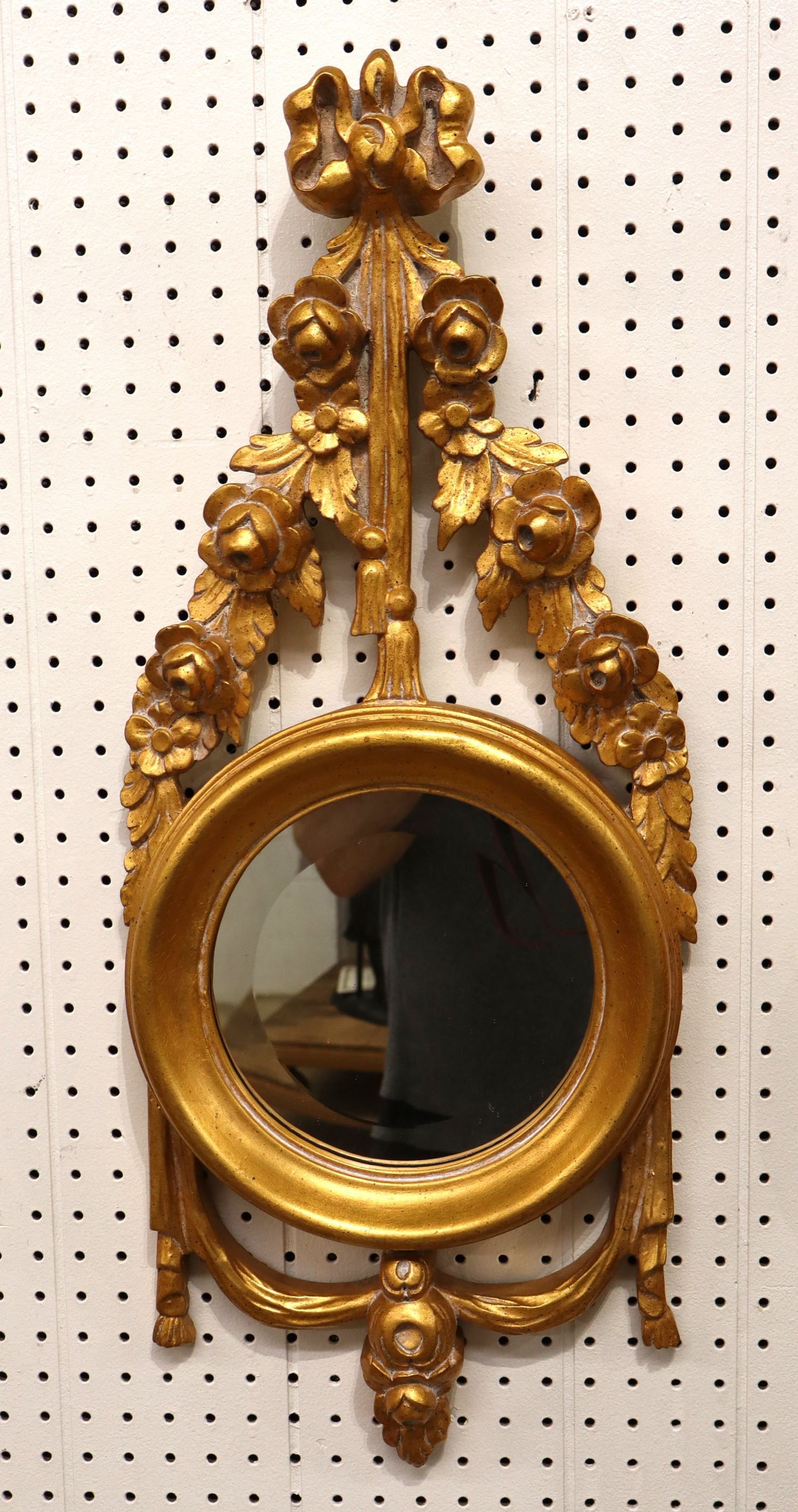 PR vtg round beveled carved decorator mirrors