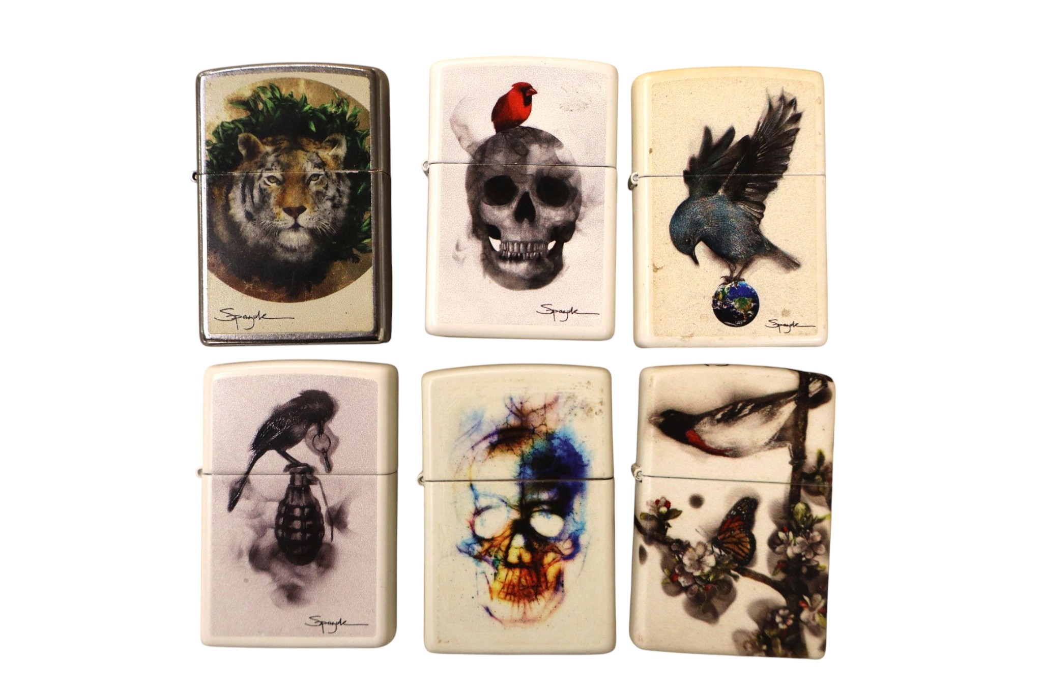 6 vintage Zippo artist signed lighters some sealed.
