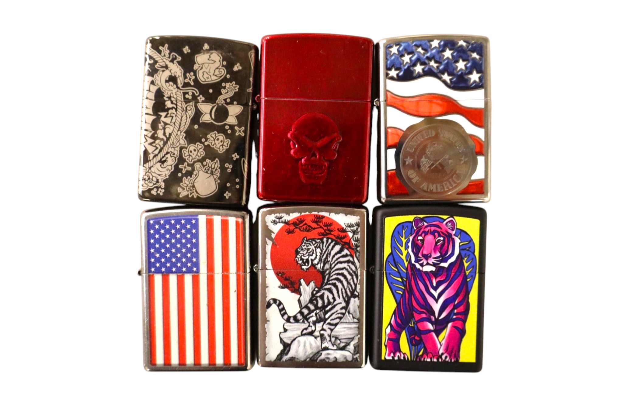 6 vintage Zippo lighters some sealed.