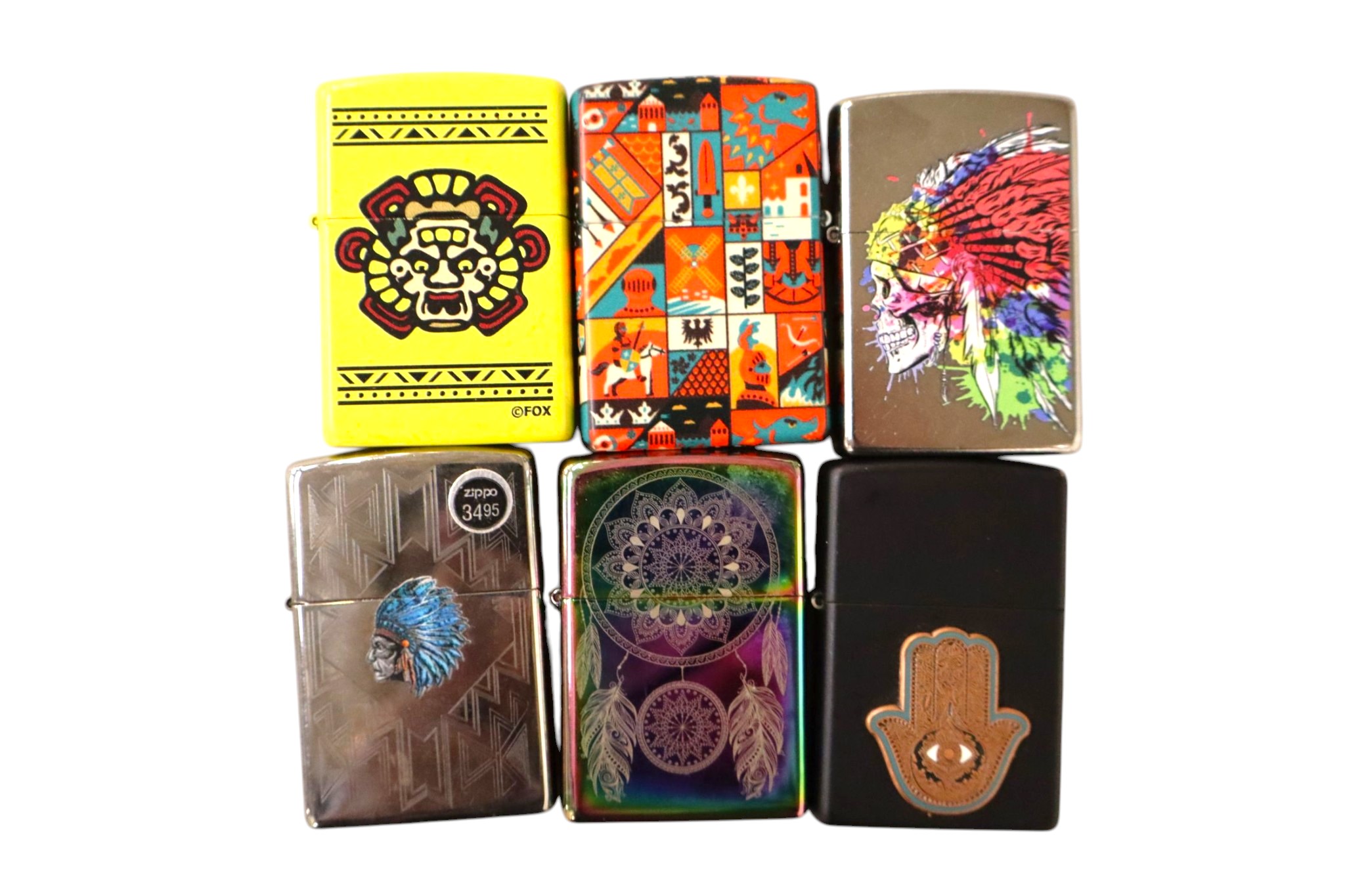 6 vintage Zippo lighters