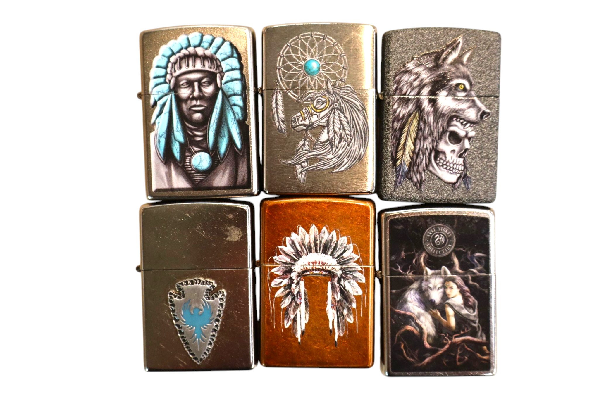 6 vintage Zippo lighters some sealed.