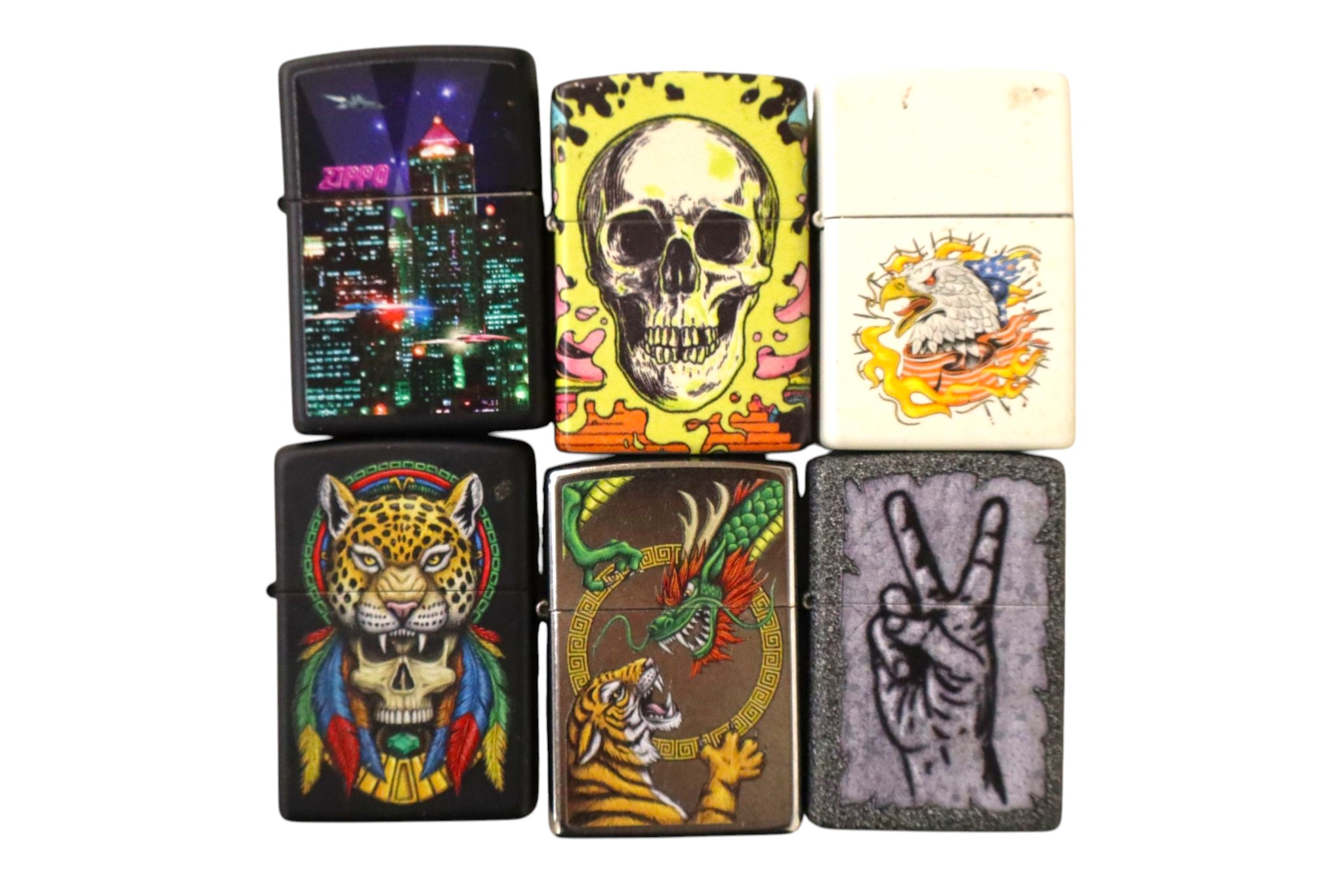 6 vintage Zippo lighters