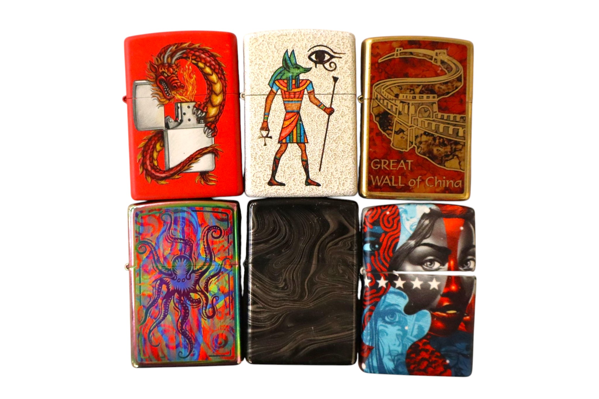 6 vintage Zippo lighters